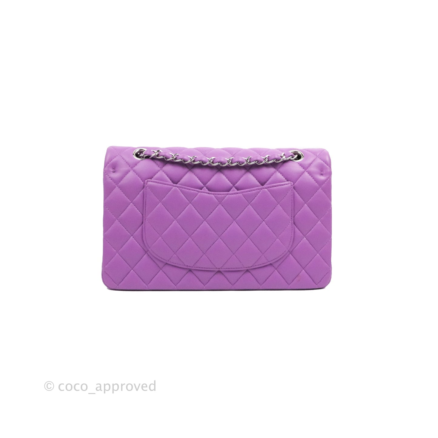 Chanel Classic M/L Medium Flap Quilted Purple Lambskin Silver Hardware 20C