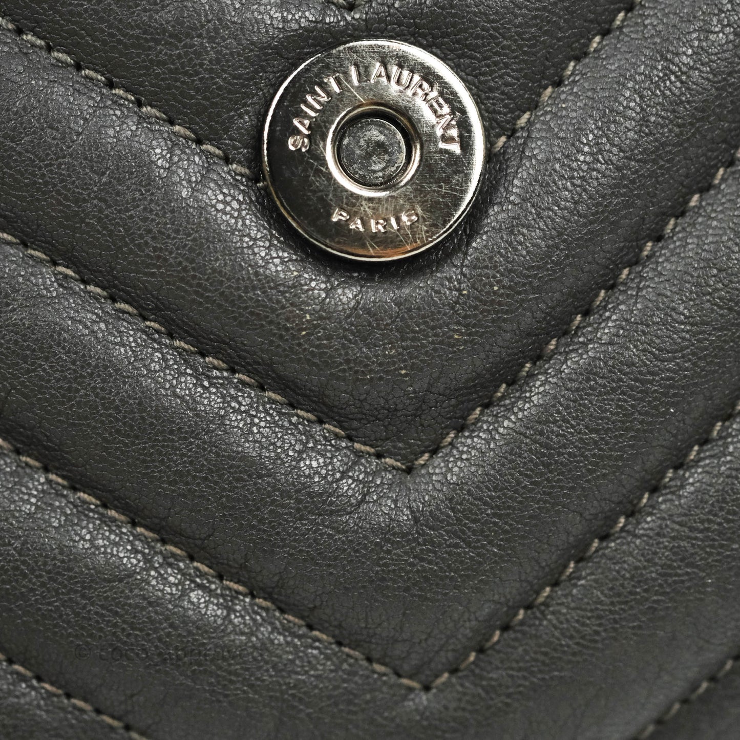 Saint Laurent Chevron Medium College Grey Chain Bag Ruthenium Hardware