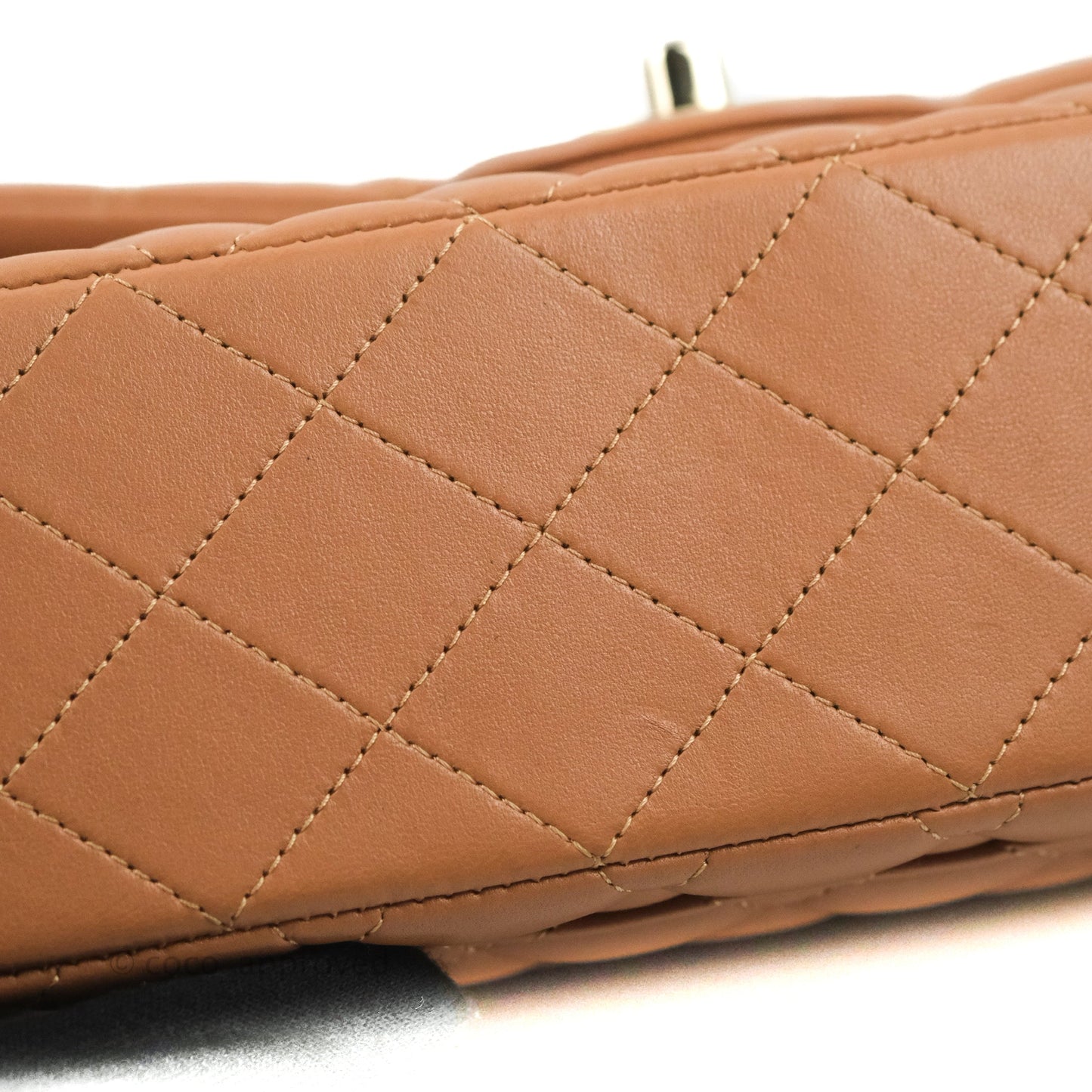 Chanel Small Classic Quilted Flap Dark Beige Caramel Lambskin Gold Hardware 21P