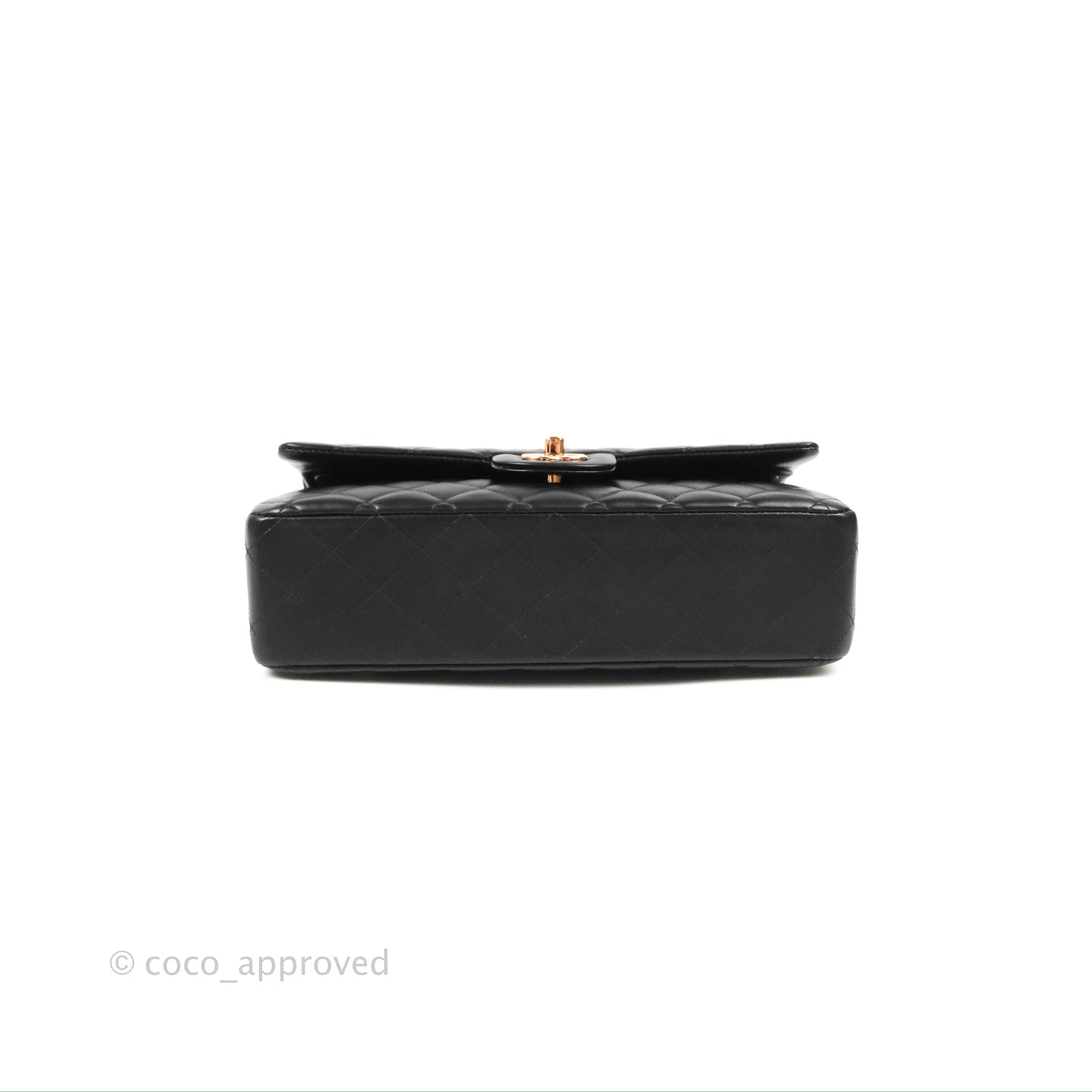 Chanel Classic M/L Medium Flap Black Lambskin Rose Pink-Gold Hardware