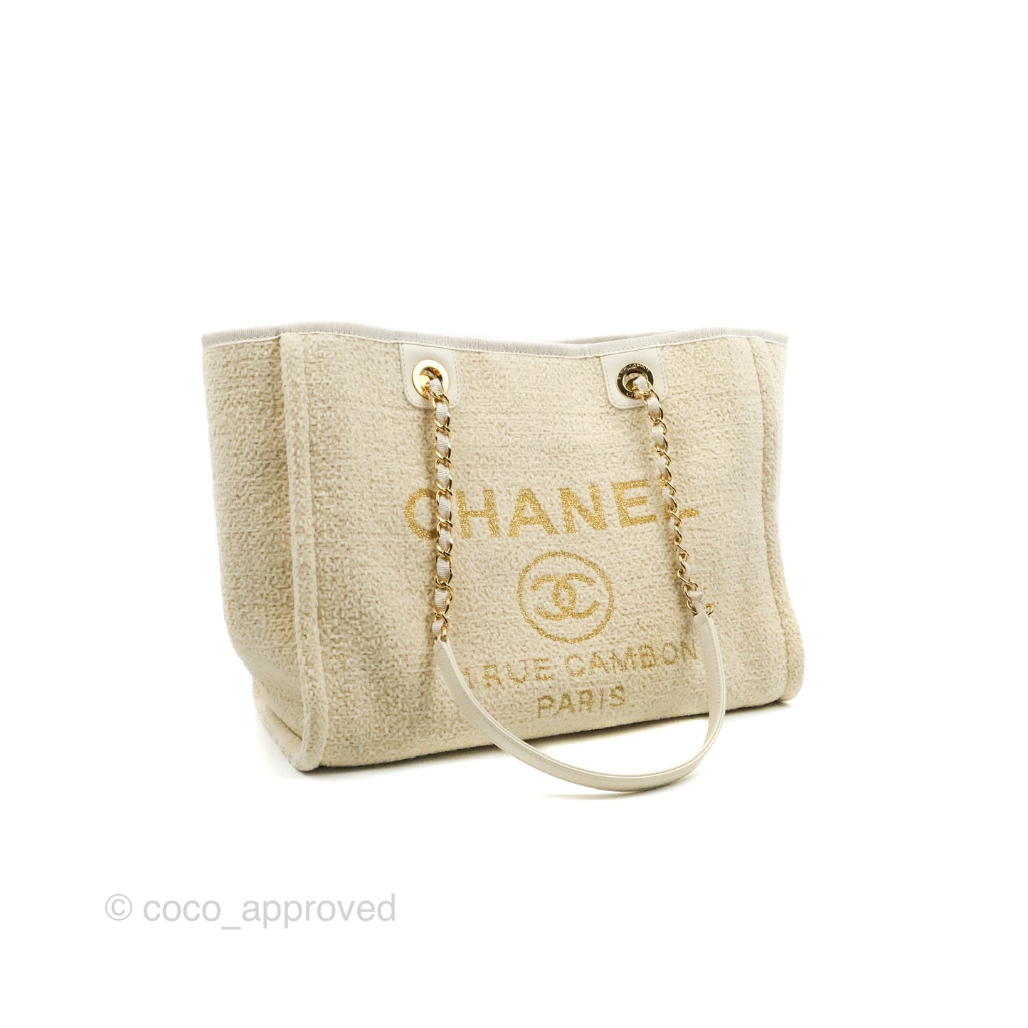 Chanel Medium Deauville Tote Ivory Lurex Boucle 19A