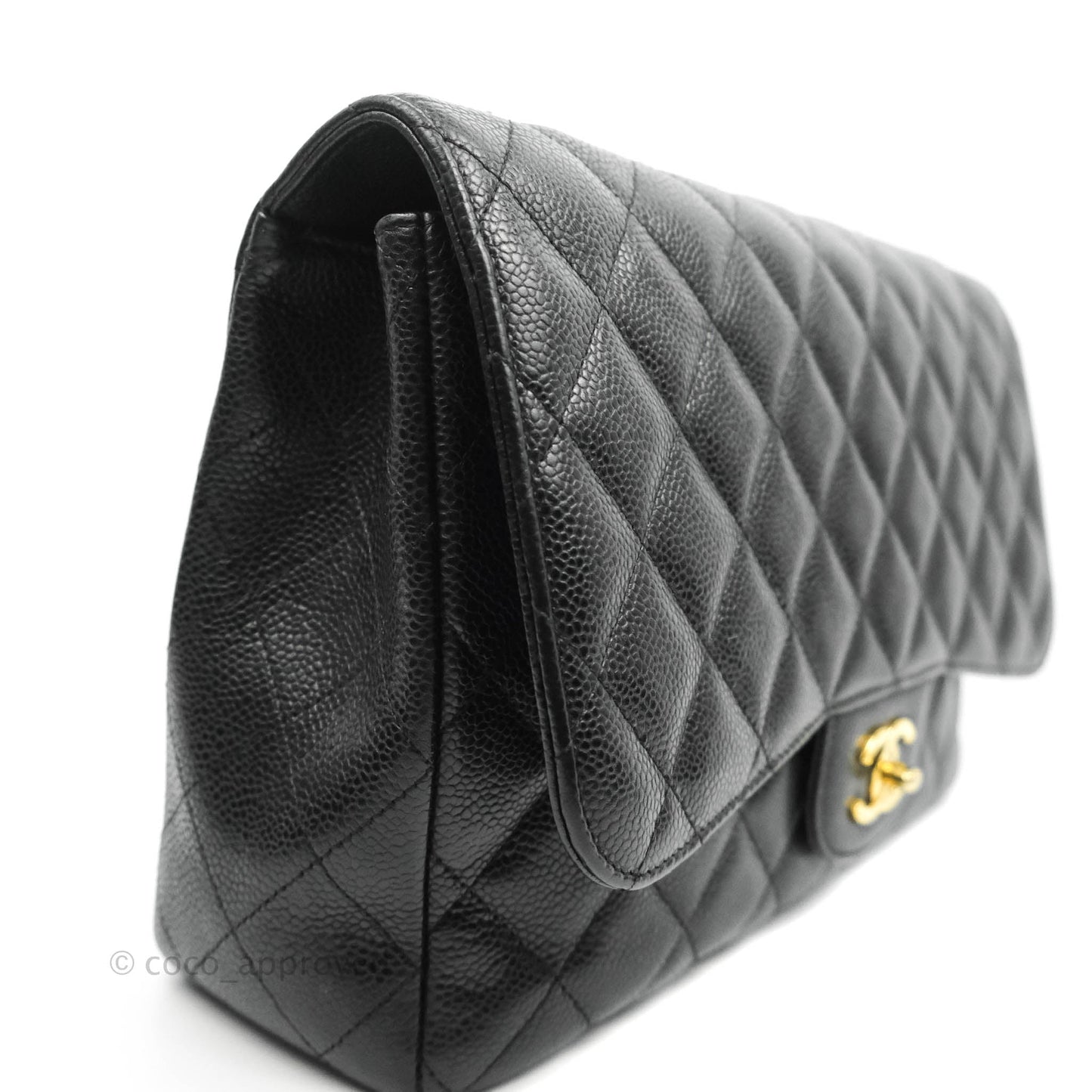 Chanel Jumbo Single Flap Black Caviar Gold Hardware