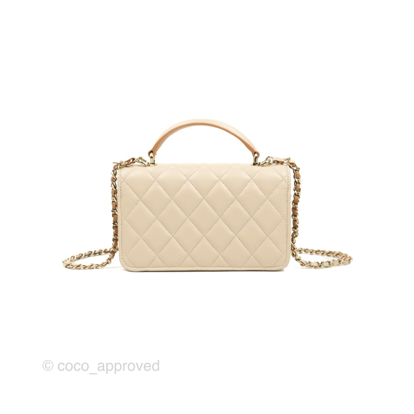 Chanel Top Handle Mini WOC Ecru/Beige Lambskin Gold Hardware 23P