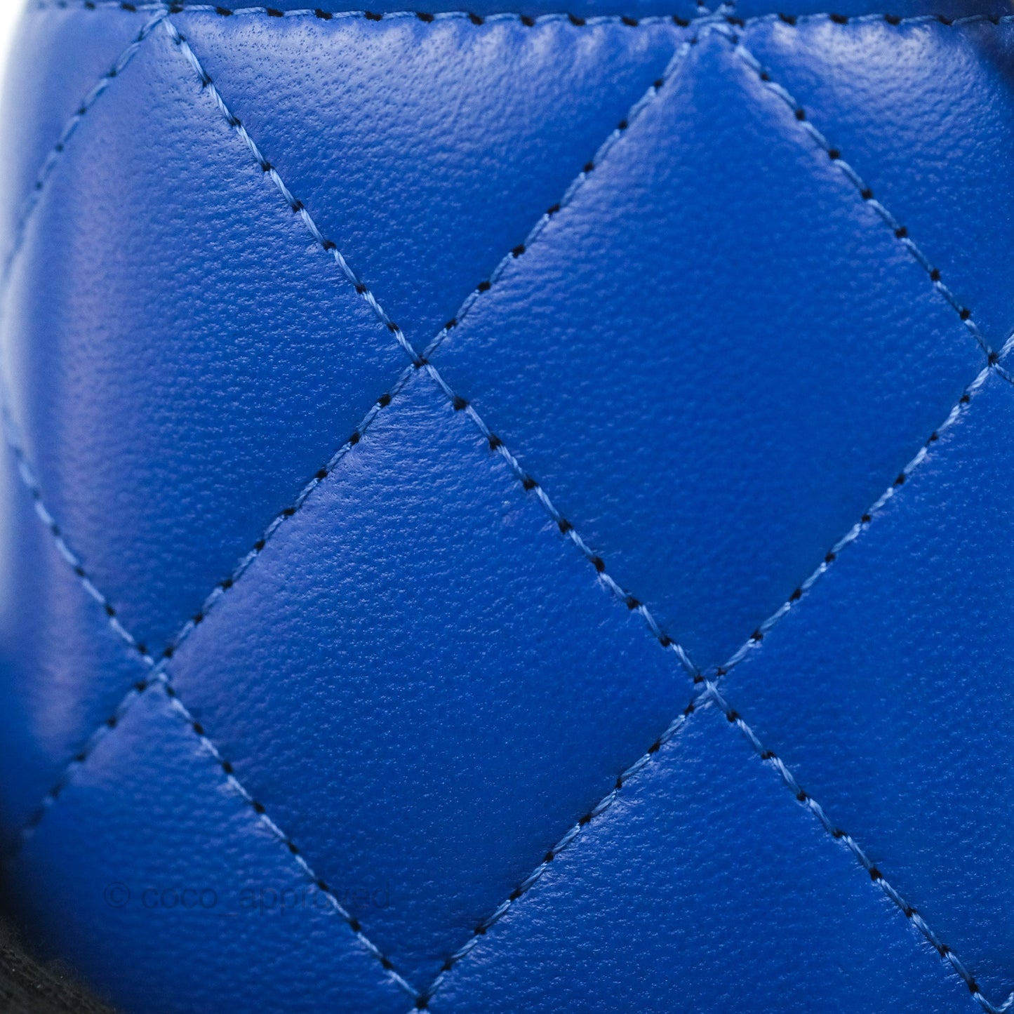 Chanel Mini Top Handle Vanity With Chain Blue Lambskin Gold Hardware