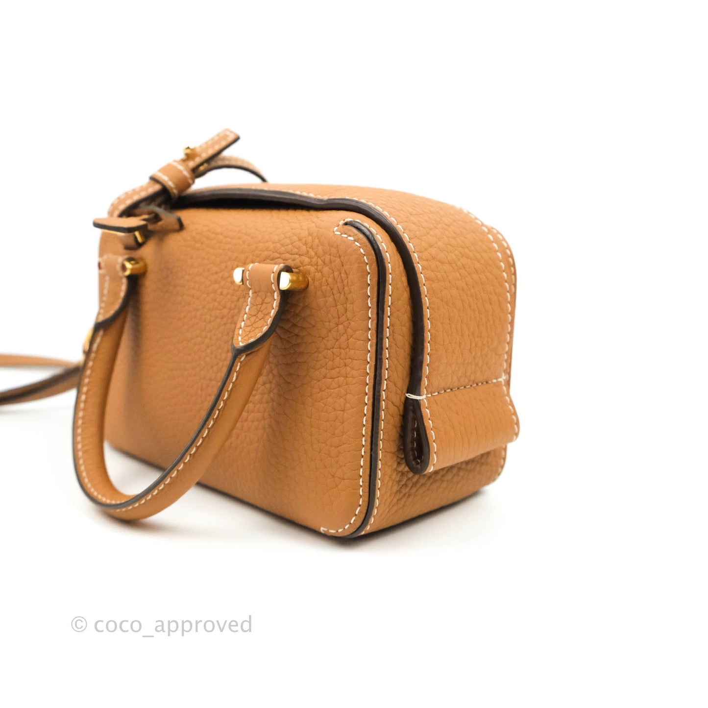 Delvaux Nano Cool Box in Taurillon Soft Grained Calfskin Vegetal Ivory Gold Hardware