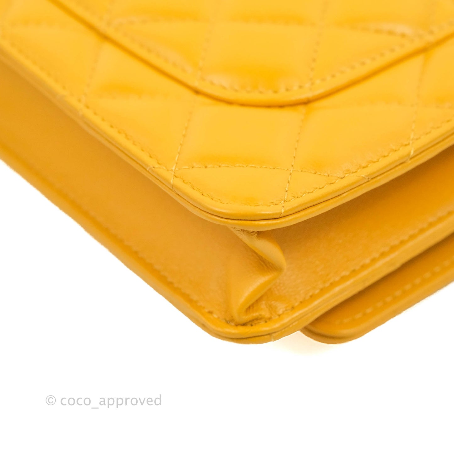 Chanel Quilted Classic Chain Around WOC Yellow Lambskin Aged Gold Hardware
