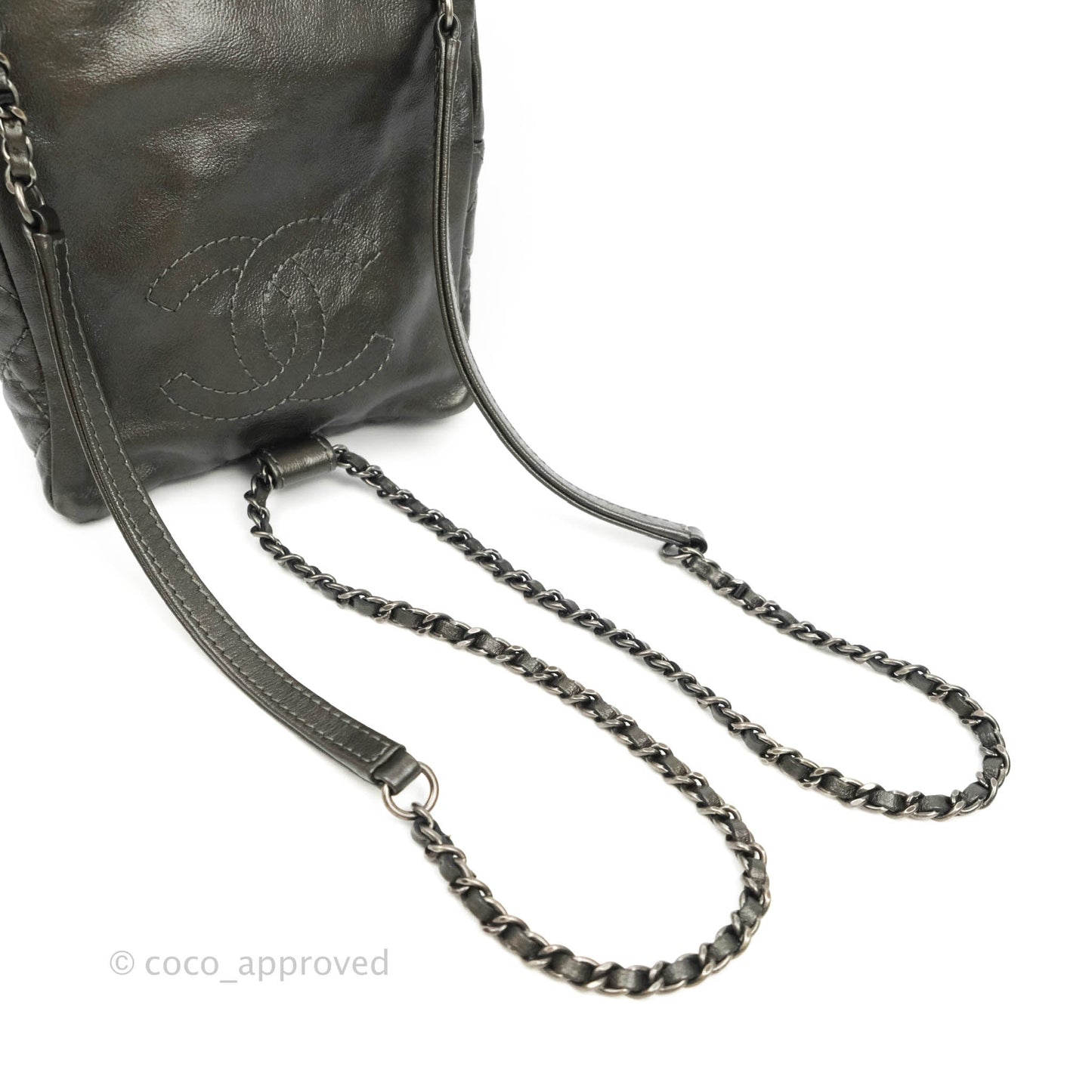 Chanel Chain Backpack Metallic Grey Lambskin Ruthenium Hardware