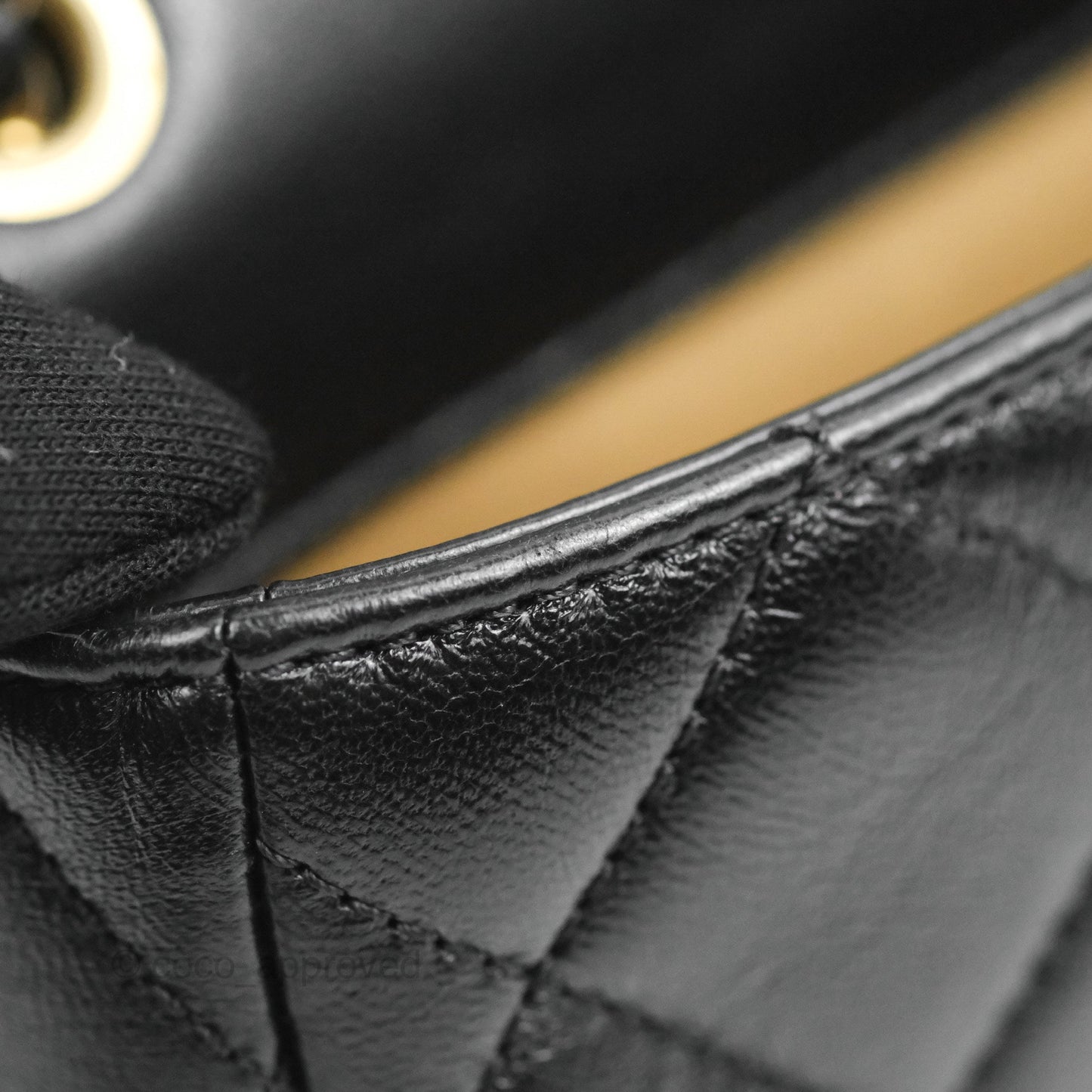 Chanel Flap Chain Bag Black Shiny Calfskin Aged Gold Hardware