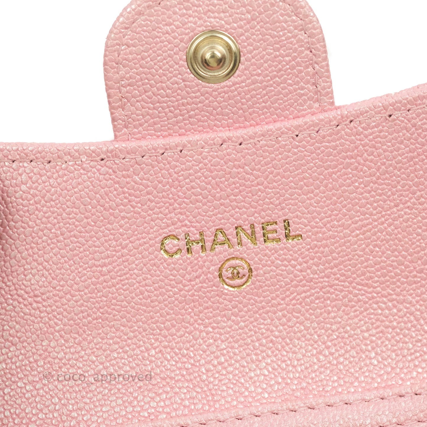 Chanel Mini Wallet With Chain Iridescent Pink Caviar Gold Hardware 19S