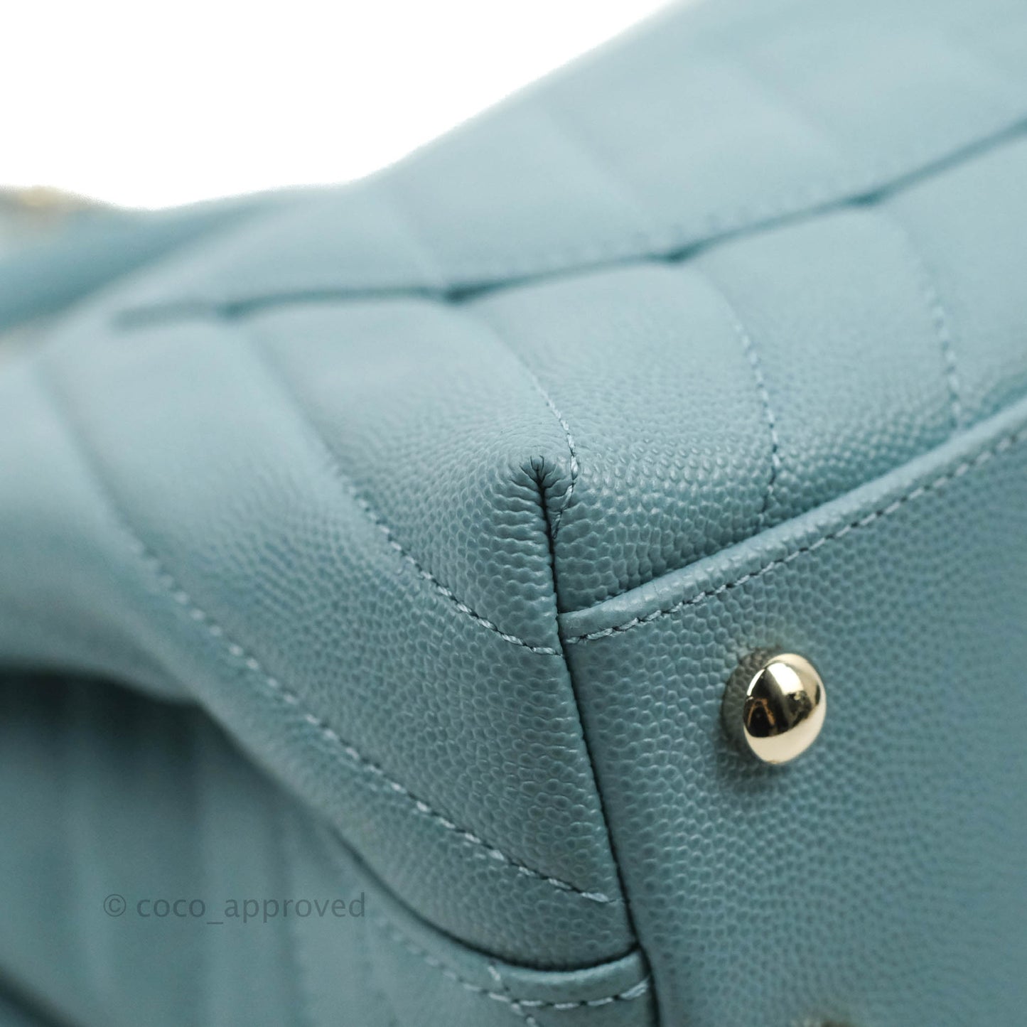 Chanel Small Coco Handle Chevron Blue Caviar Gold Hardware