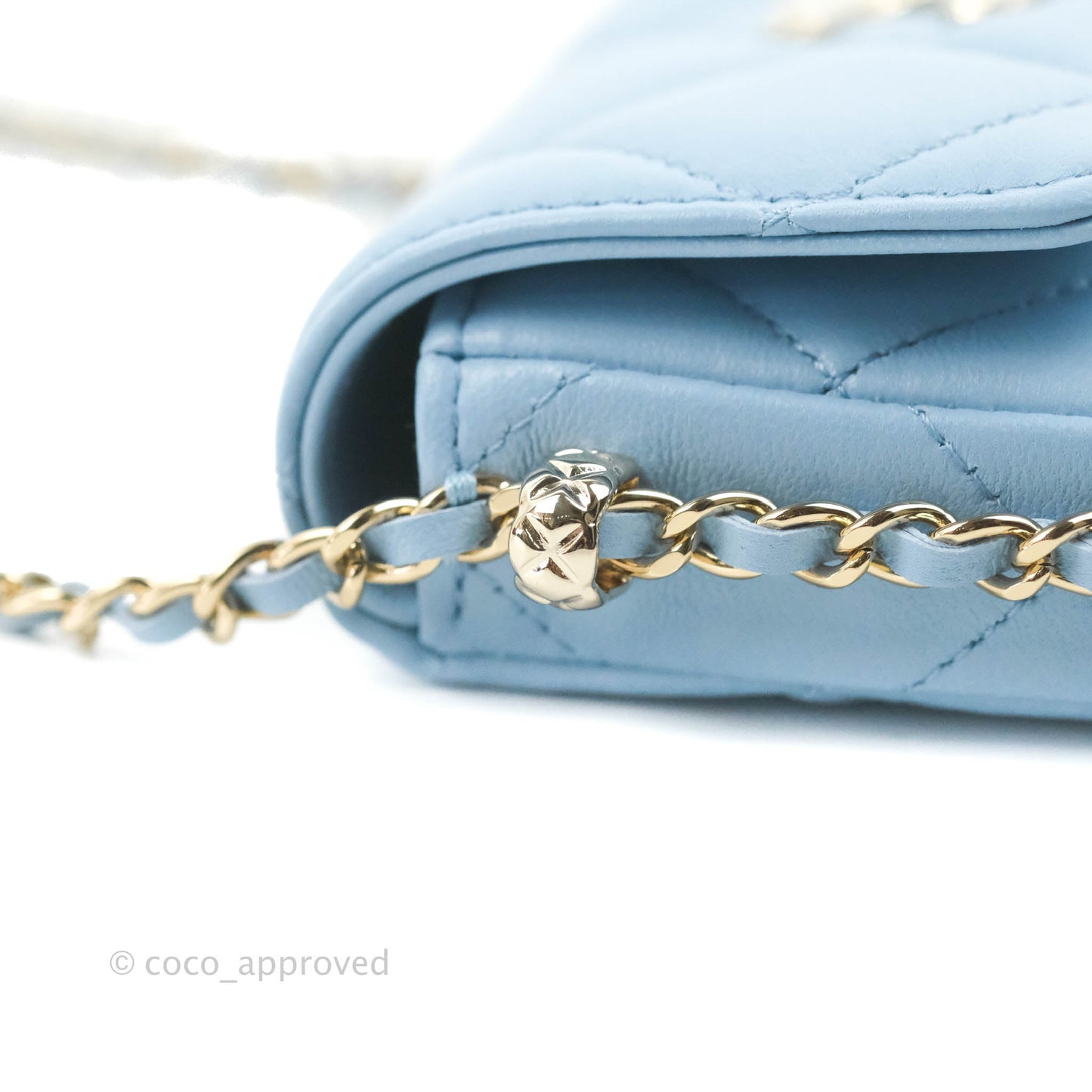 Chanel Mini Clutch With Chain Blue Lambskin Gold Hardware
