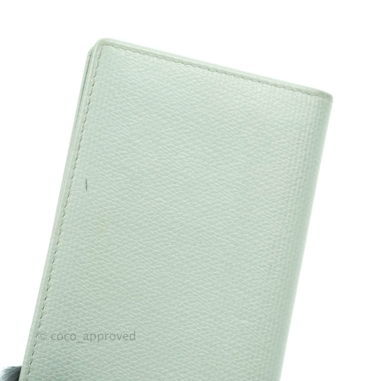 Chanel Card Holder Tiffany Blue Grained Leather
