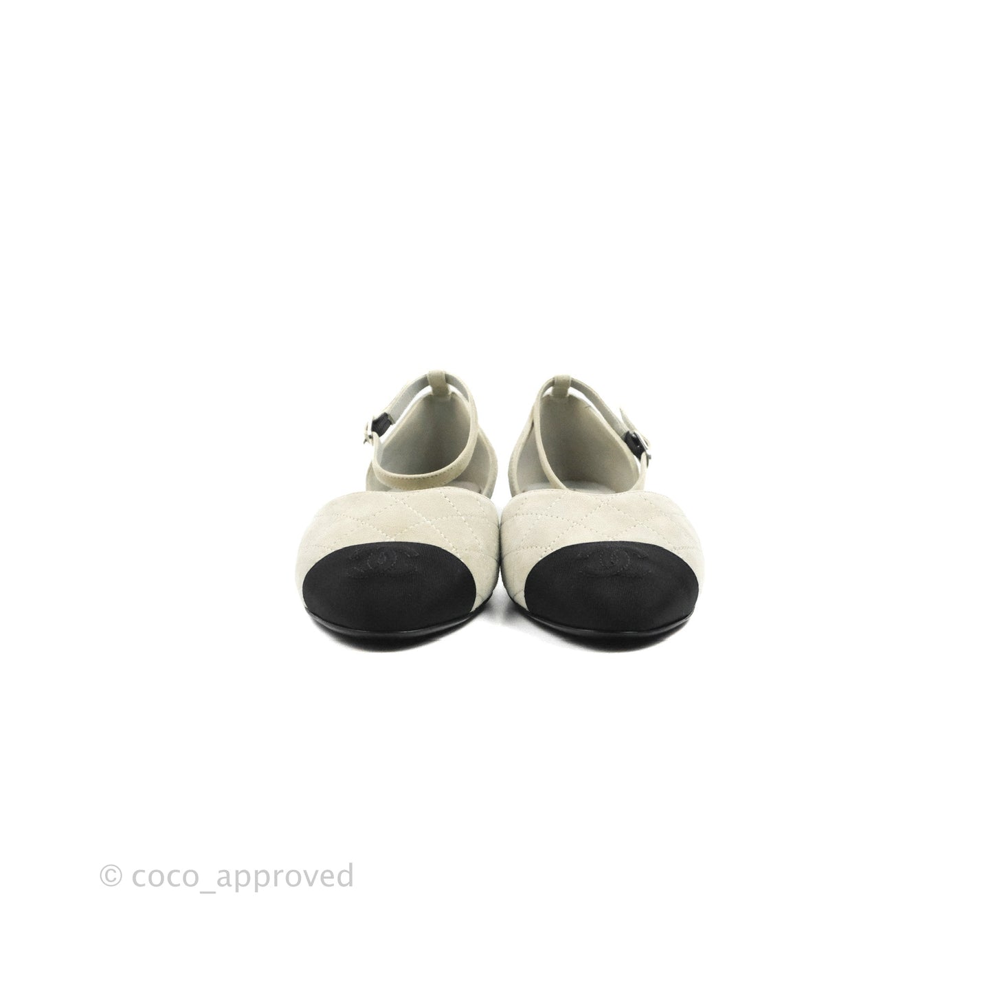 Chanel Suede Ballerina With Heels Grey Black Size 37C