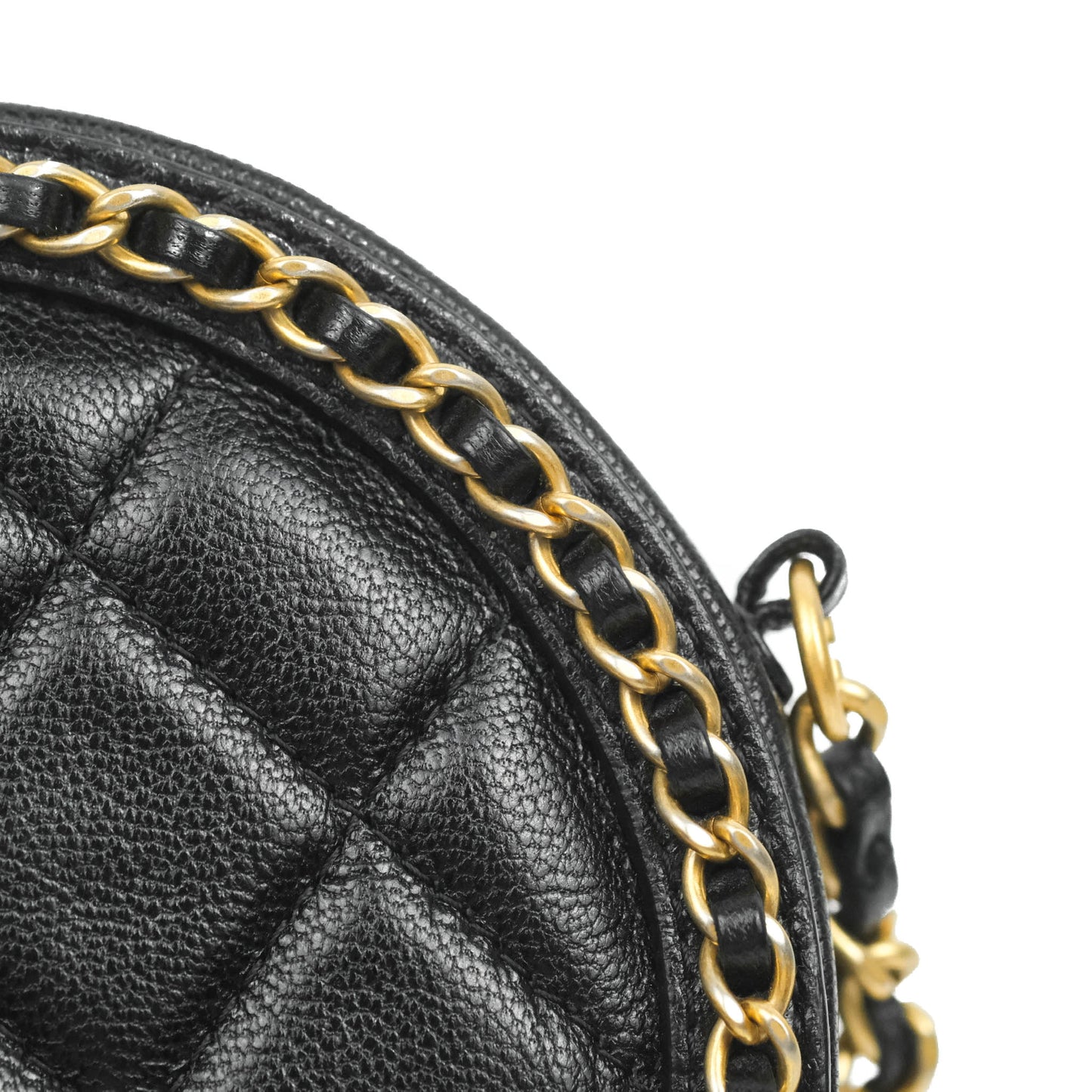 Chanel Quilted Filigree Chain Around Circle Bag Black Lambskin Aged Gold Hardware