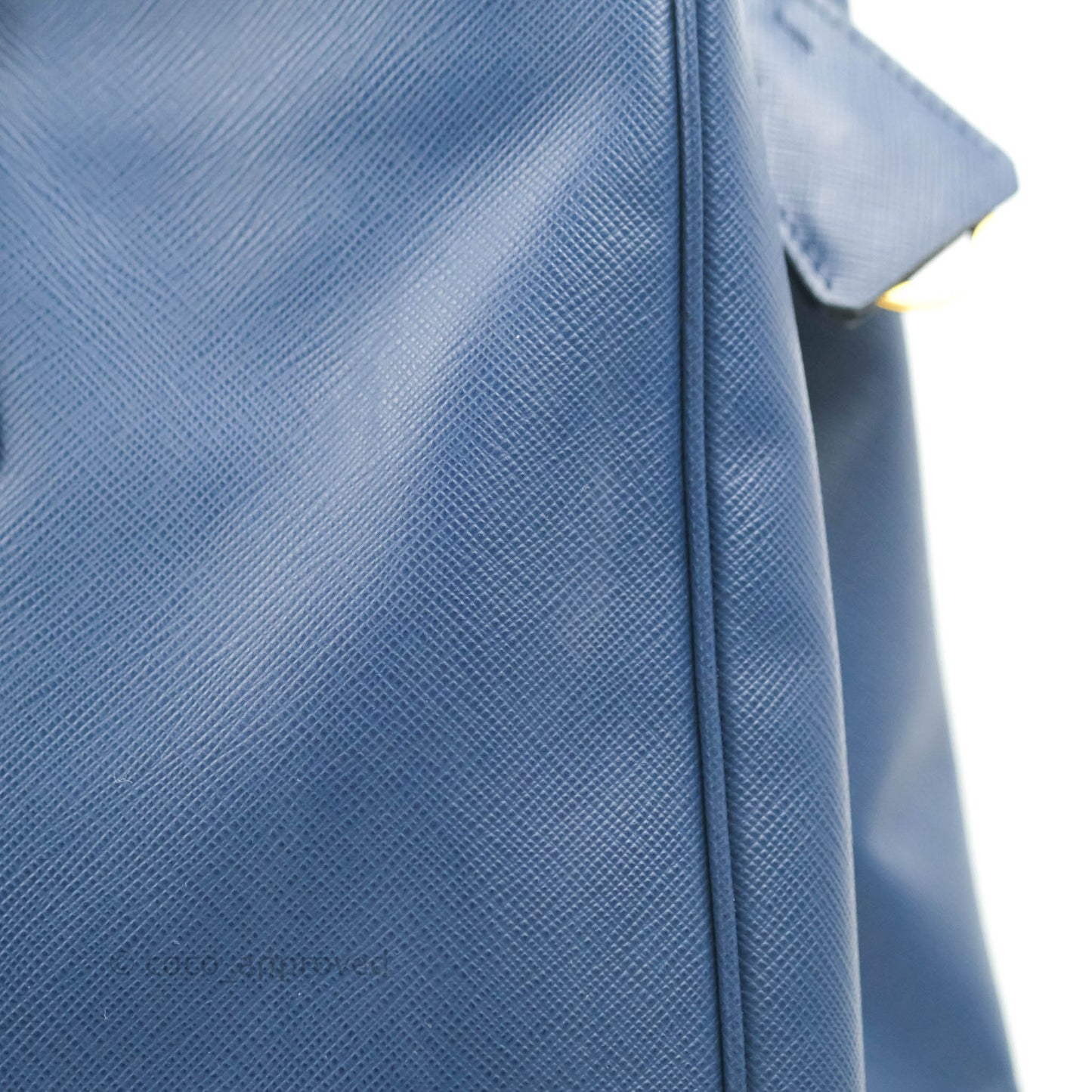 Prada Double Zip Lux Saffiano Dark Blue Large Tote Bag