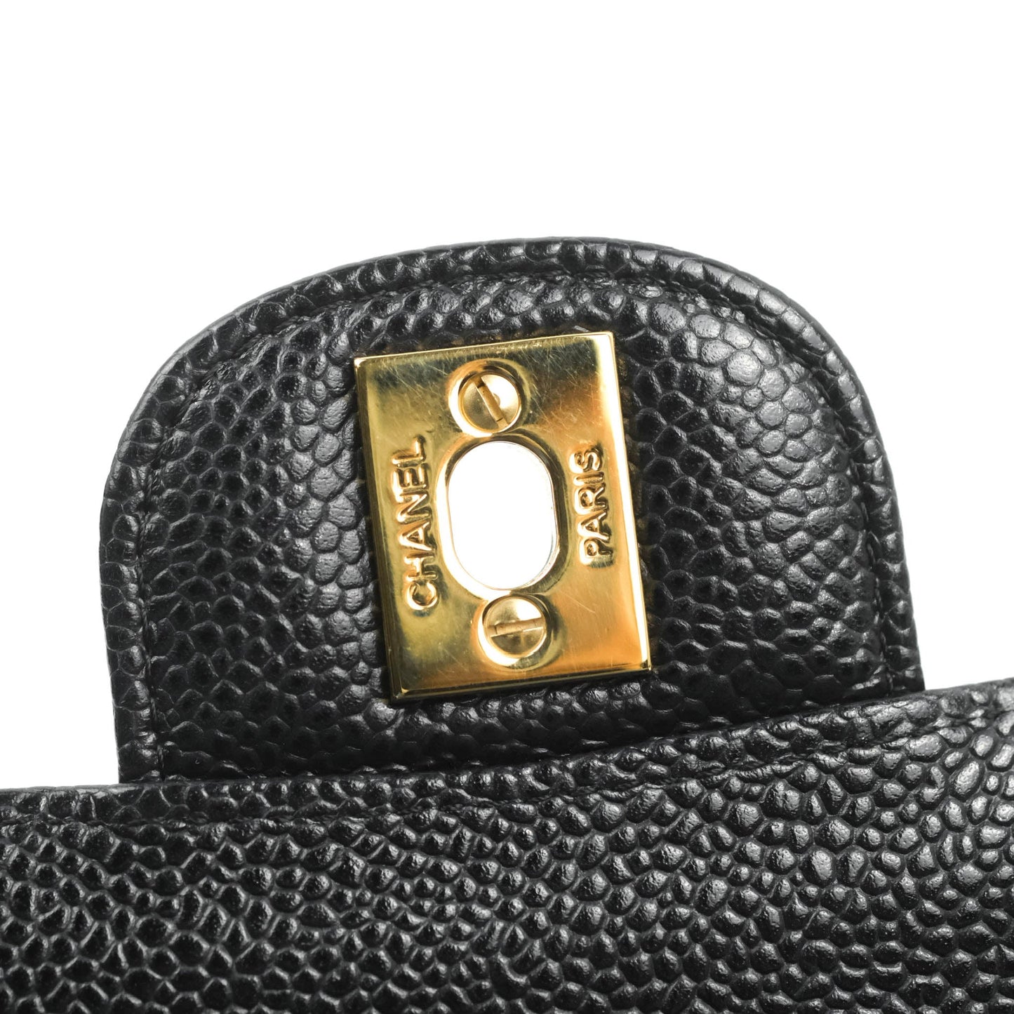 Chanel Classic Medium M/L Flap Black Caviar 24K Gold Hardware