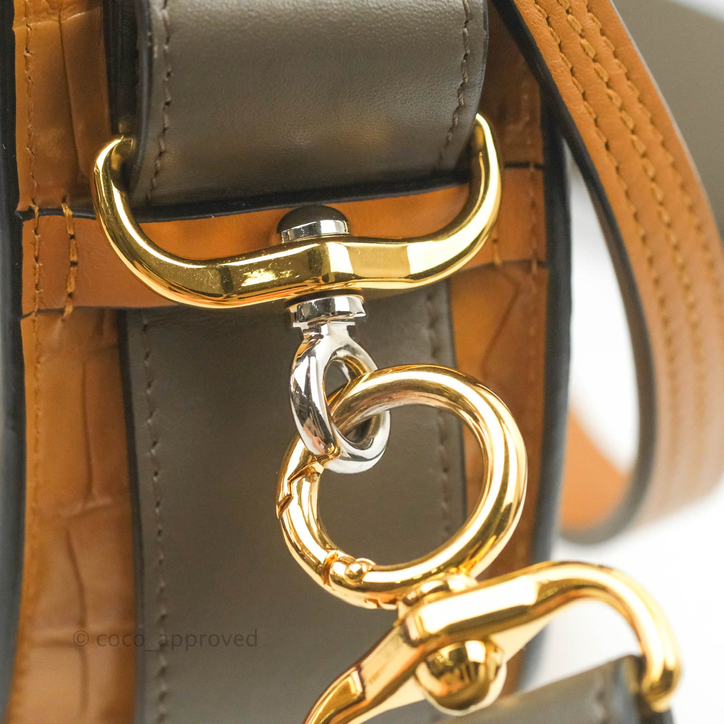Chloe Small Croc-Embossed Tess Brown Bag