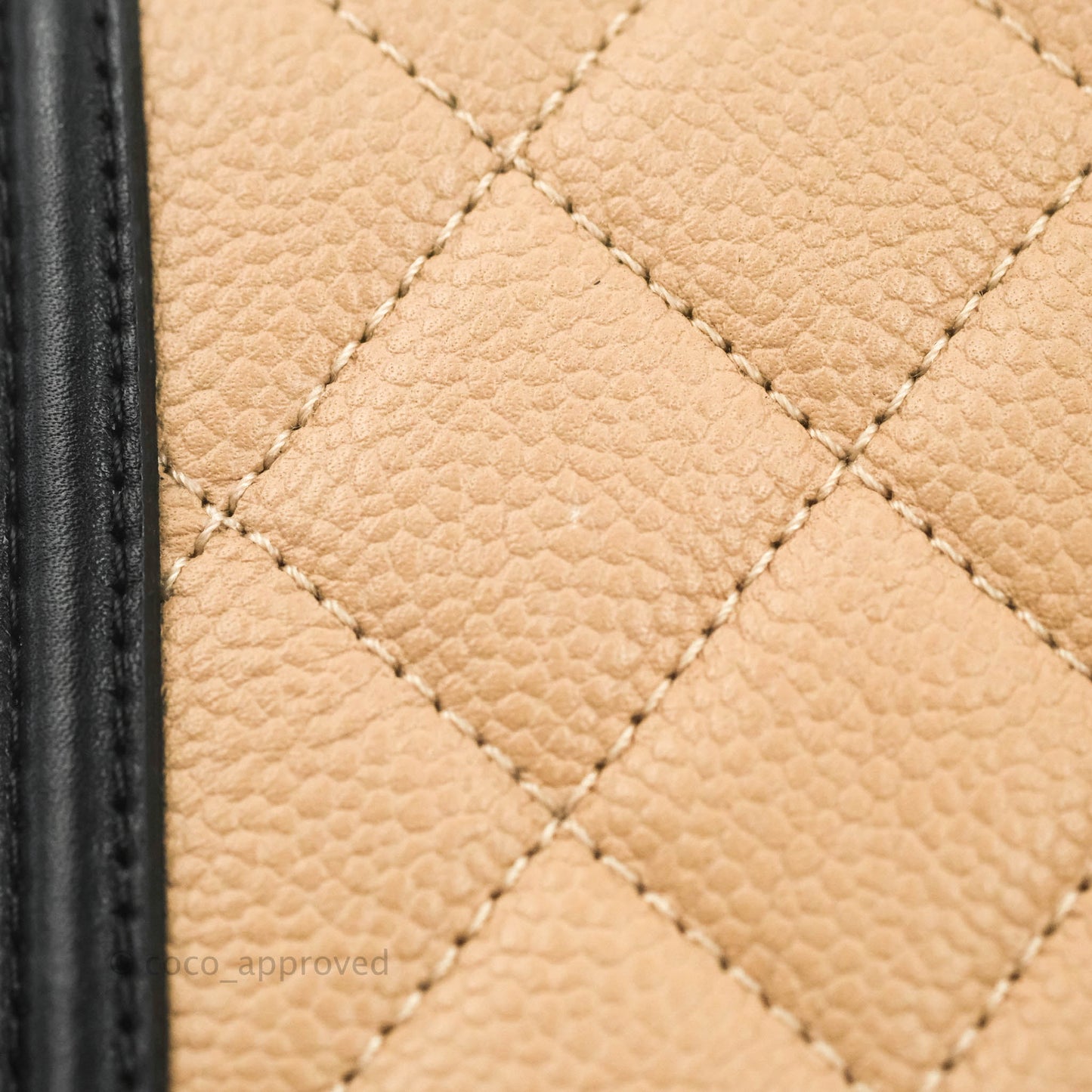 Chanel Quilted Medium CC Filigree Flap Beige Black Caviar