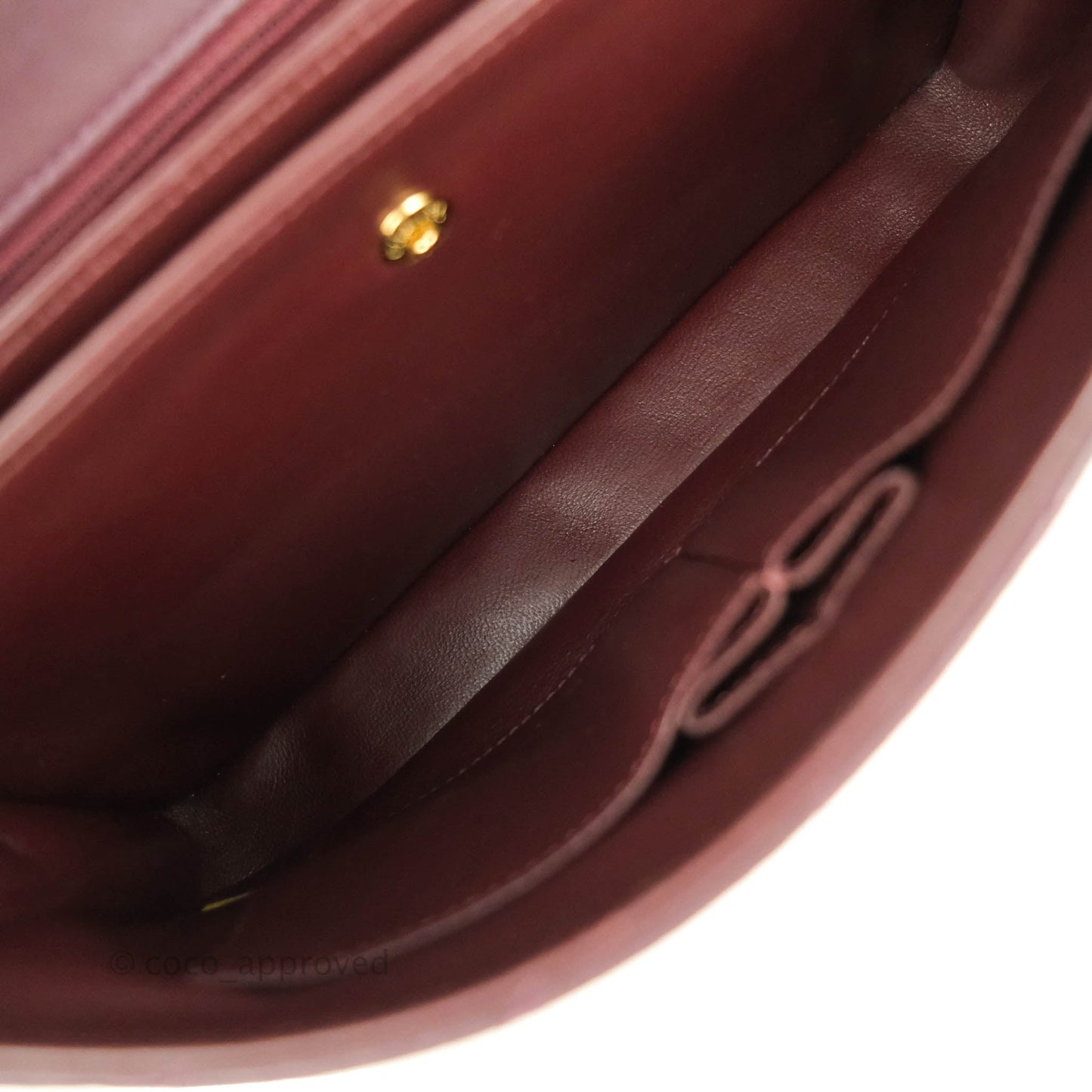 Chanel CC Signature Flap Bag Diagonal Burgundy Calfskin Aged Gold Hardware