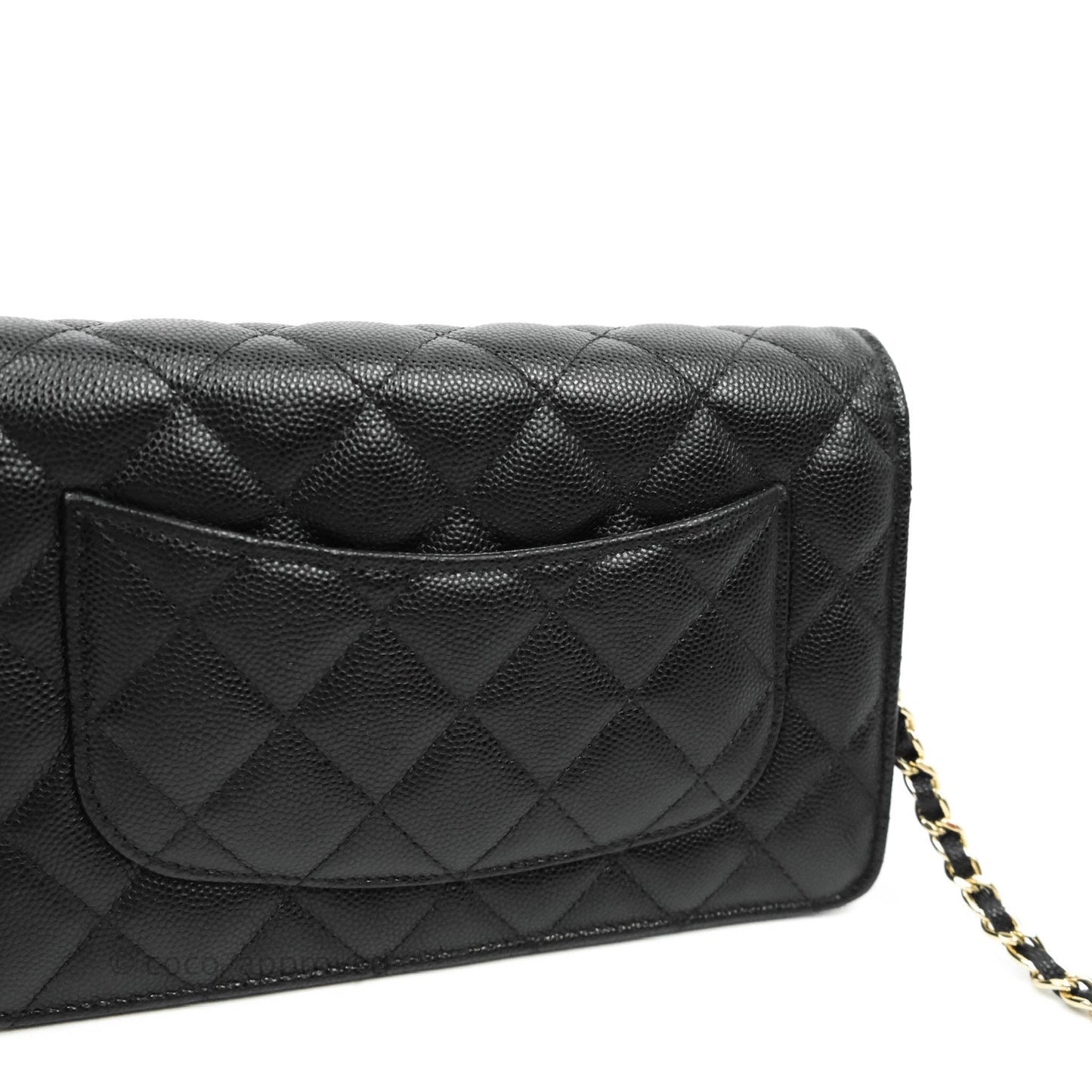 Chanel Quilted WOC Black Caviar Gold Hardware With Charms