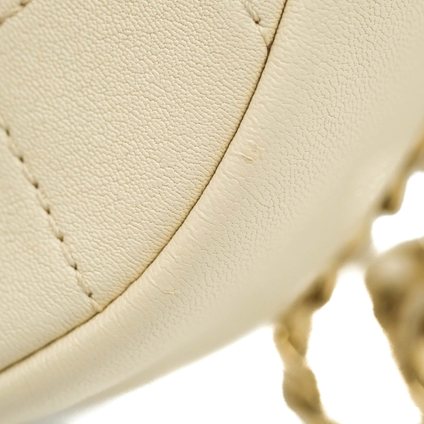 Chanel Flat Quilted Mini Flap Bag Ivory Calfskin Gold Hardware