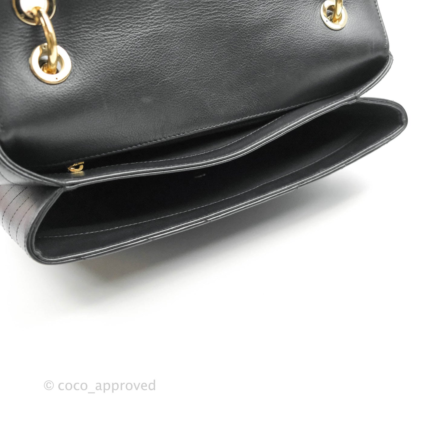 Chanel Chevron Top Handle Black Calfskin Gold Hardware