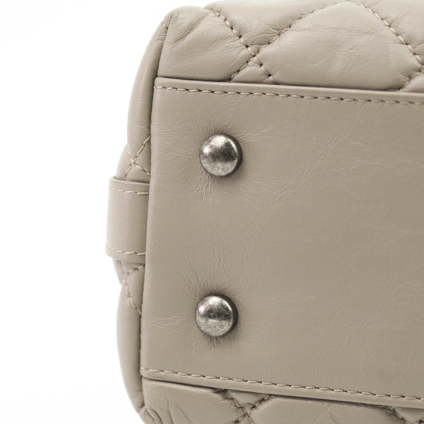 Chanel Quilted Small Coco Handle Bowling Bag Grey Aged Calfskin Ruthenium Hardware