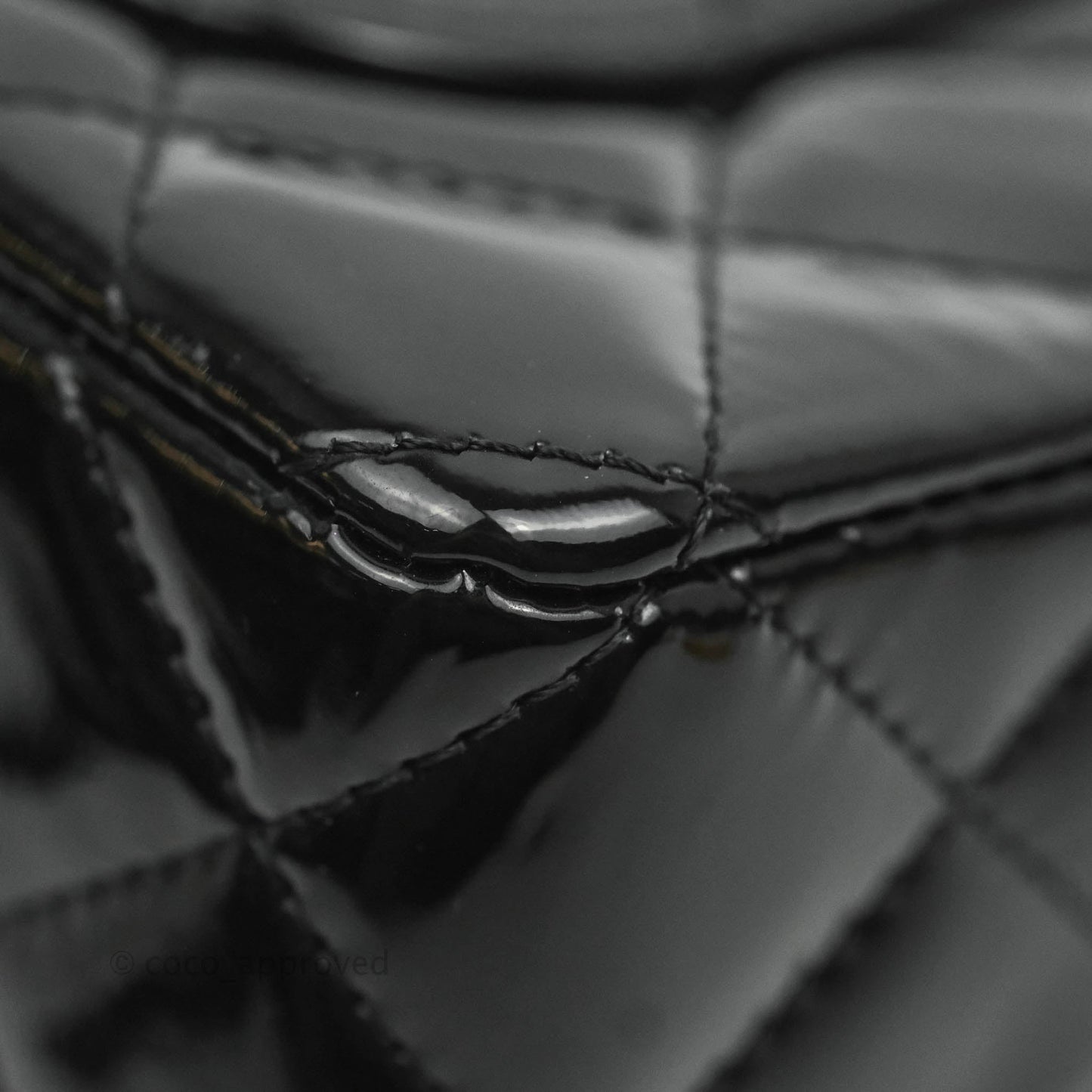 Chanel Quilted Mini Rectangular Flap Black Patent Gold Hardware