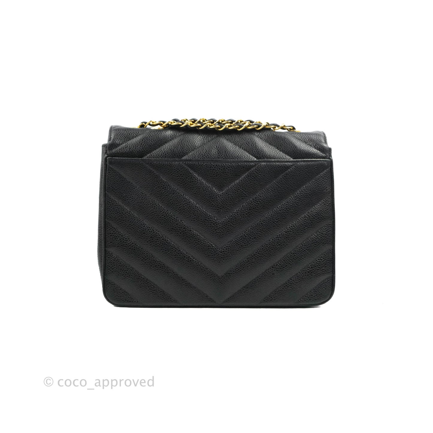 Chanel Vintage Chevron Envelope Flap Bag Black Caviar 24K Gold Hardware