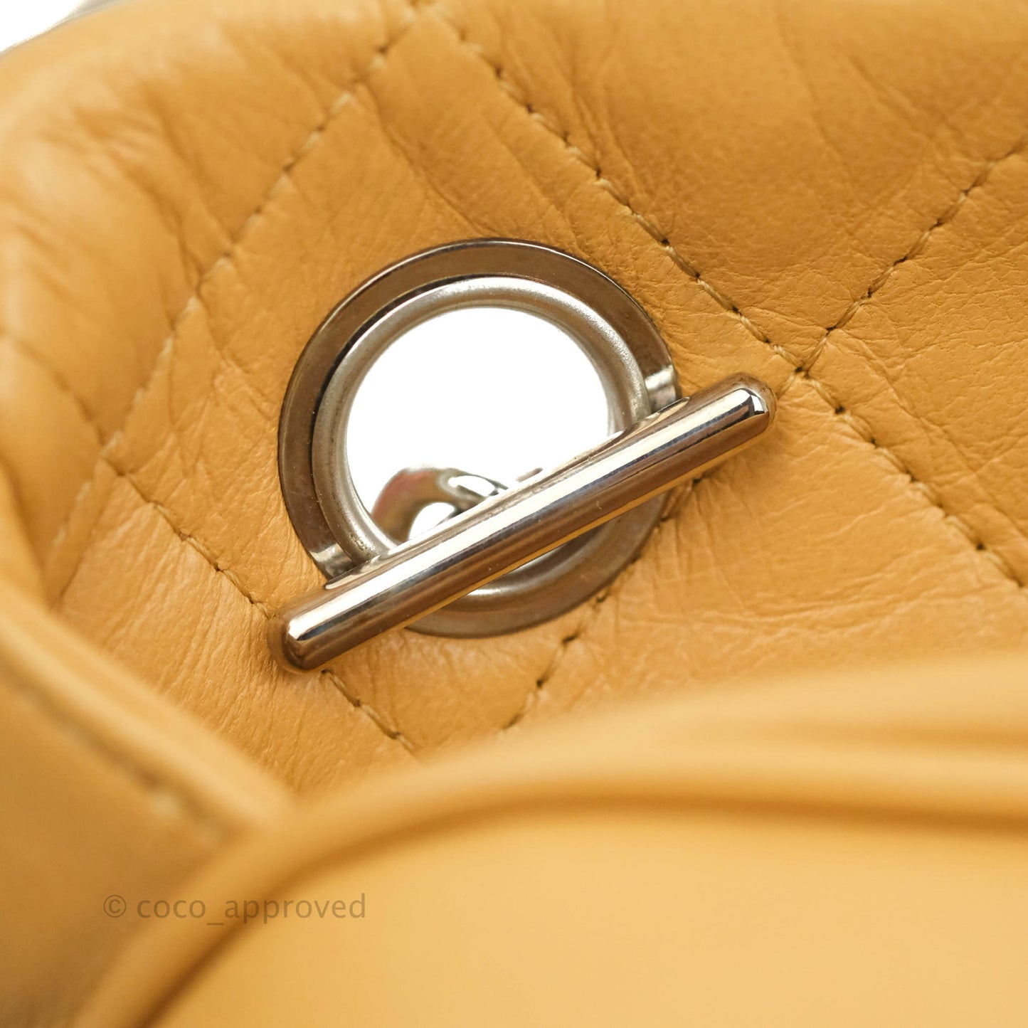 Chanel Quilted Bowling Bag Beige Lambskin Silver Hardware
