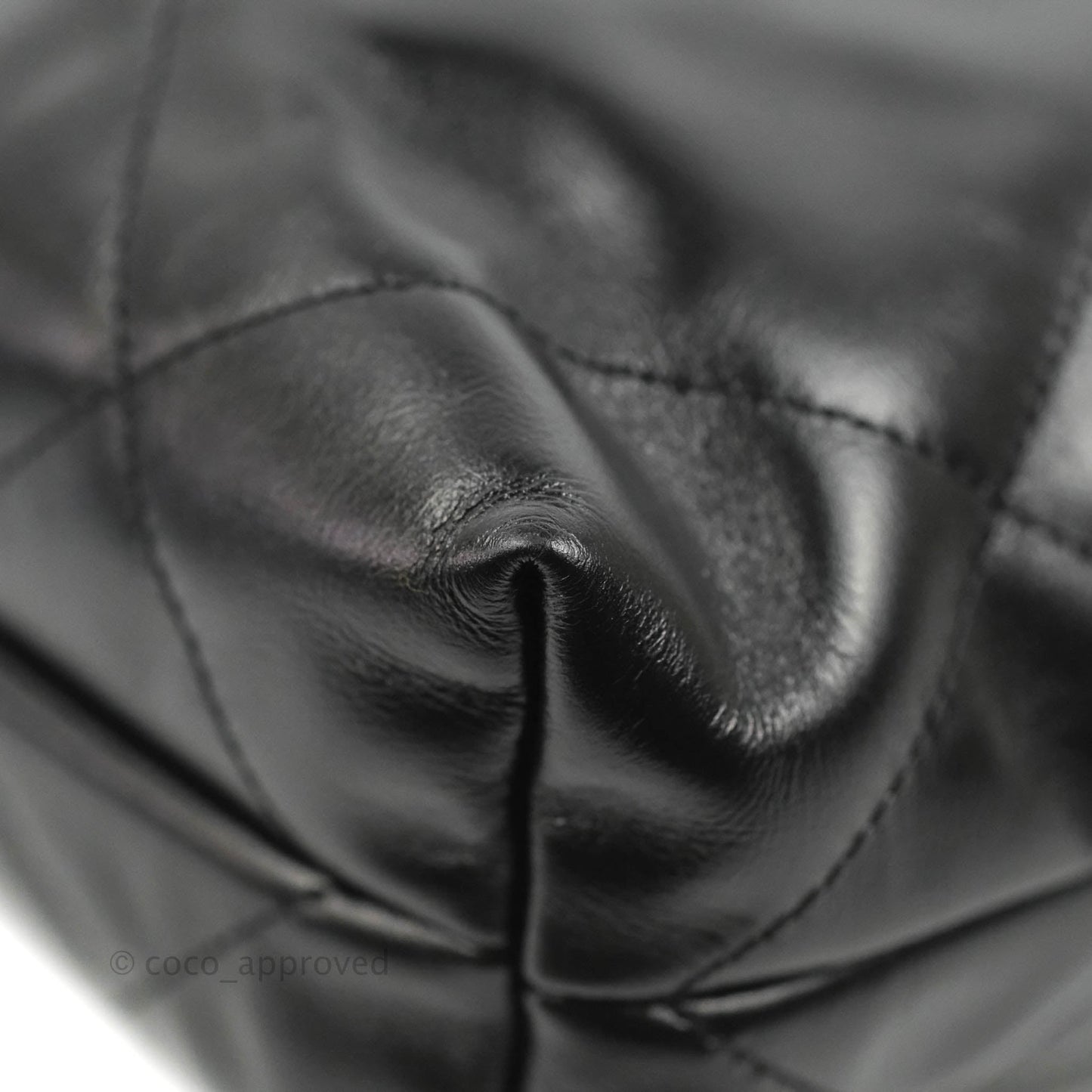 Chanel 22 Small Black Shiny Calfskin Aged Gold Hardware