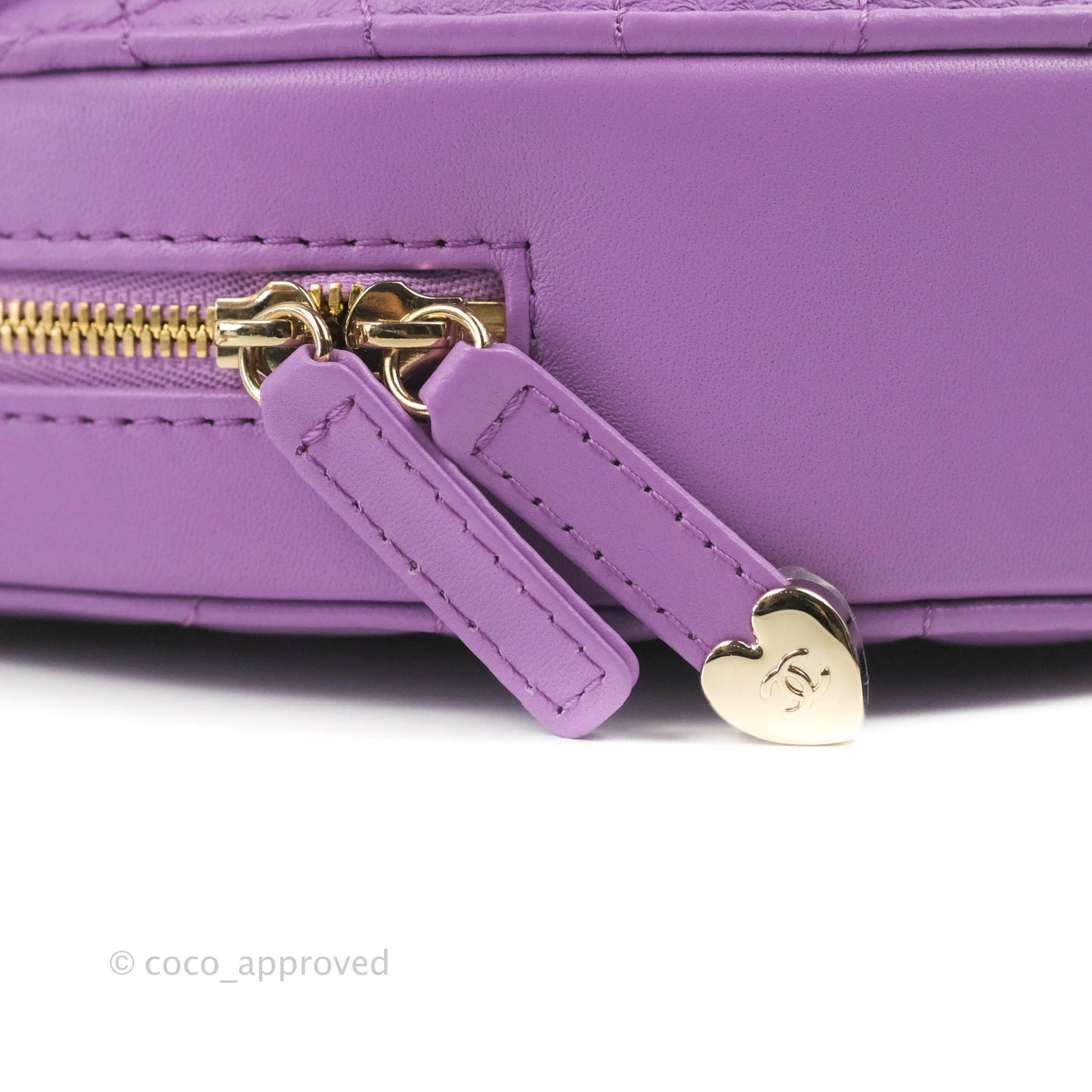 Chanel Large Heart Bag Purple Lambskin Gold Hardware 22S