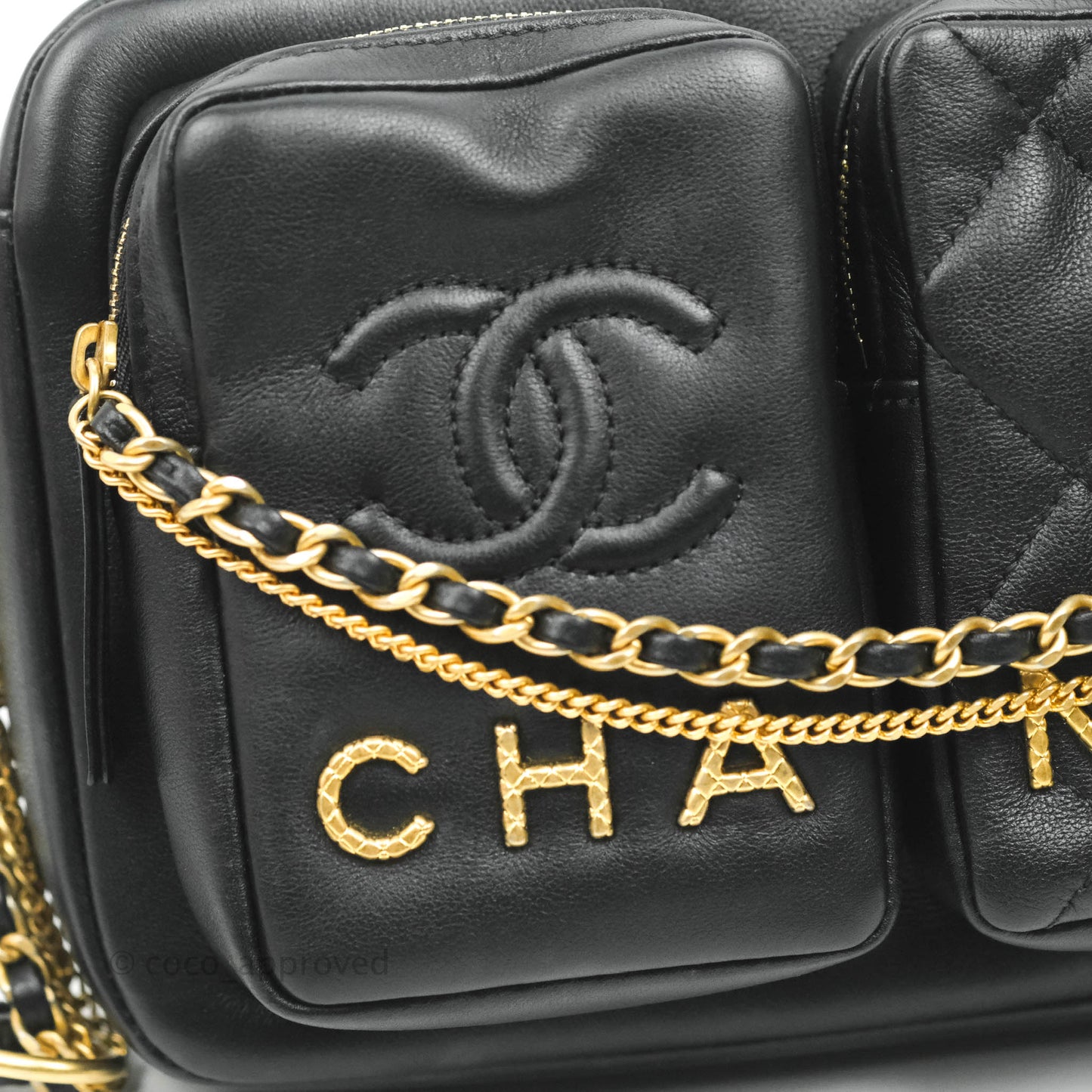 Chanel Quilted Small Camera Case Black Calfskin
