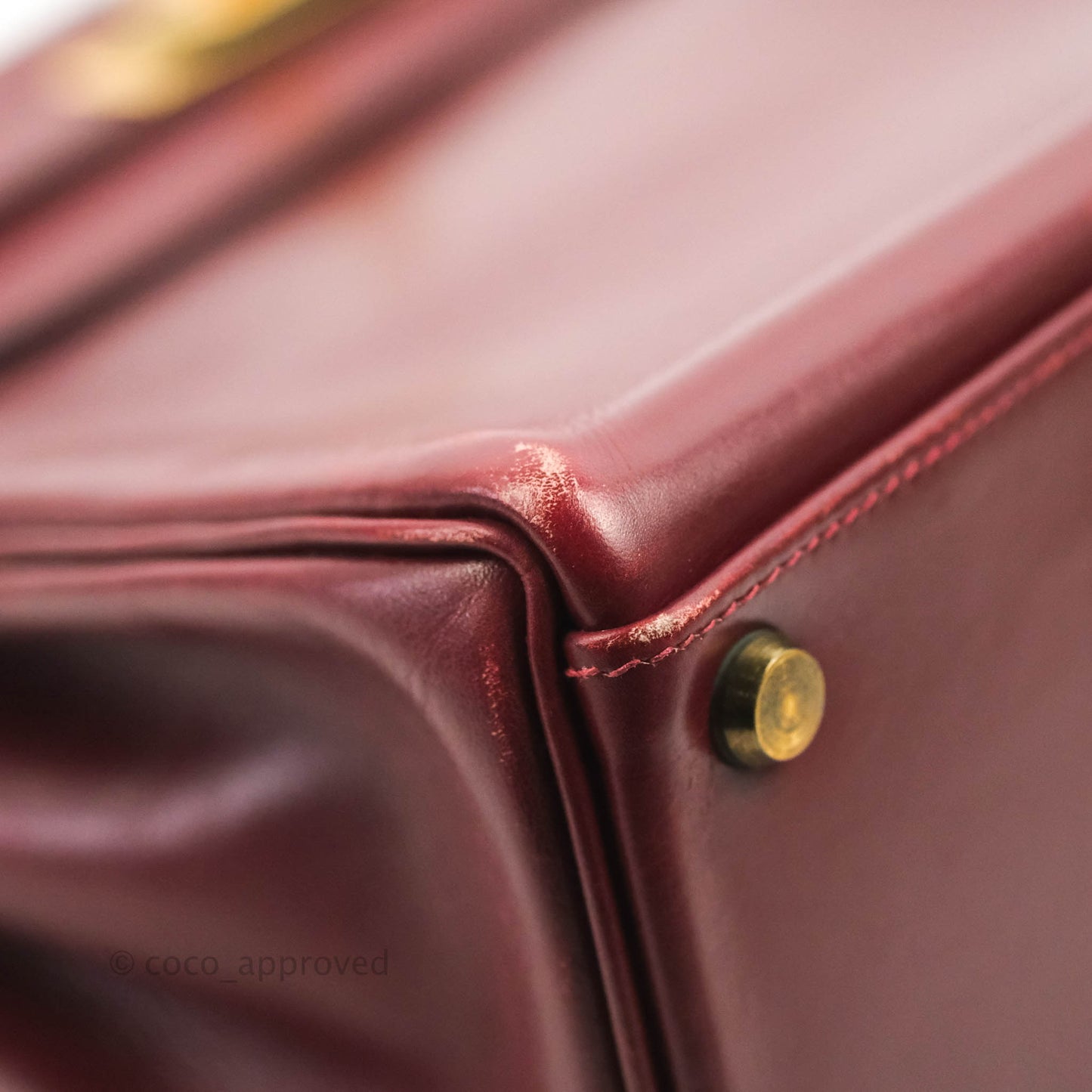 Hermès Vintage Kelly Retourne 32 Dark Red Gold Hardware