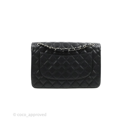 Chanel Jumbo Double Flap Black Caviar Silver Hardware⁣⁣