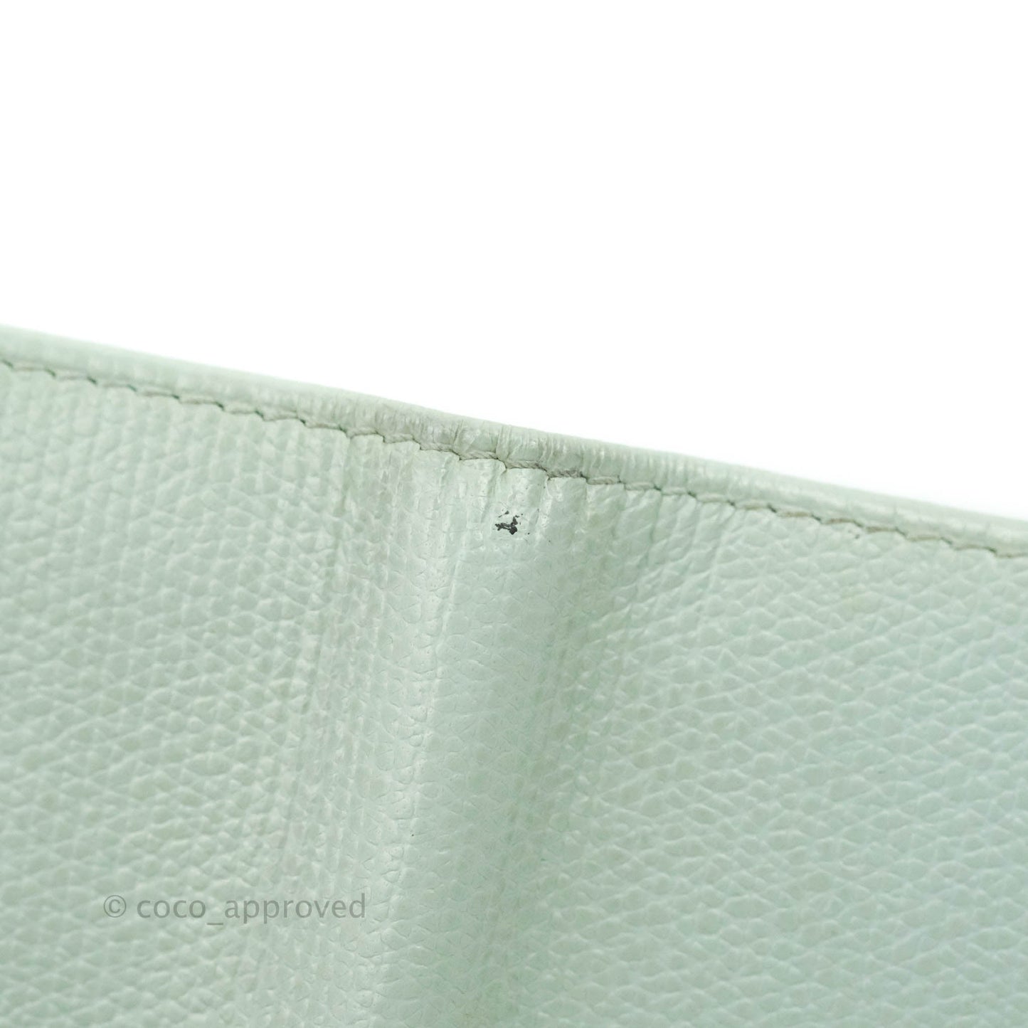 Chanel Card Holder Tiffany Blue Grained Leather