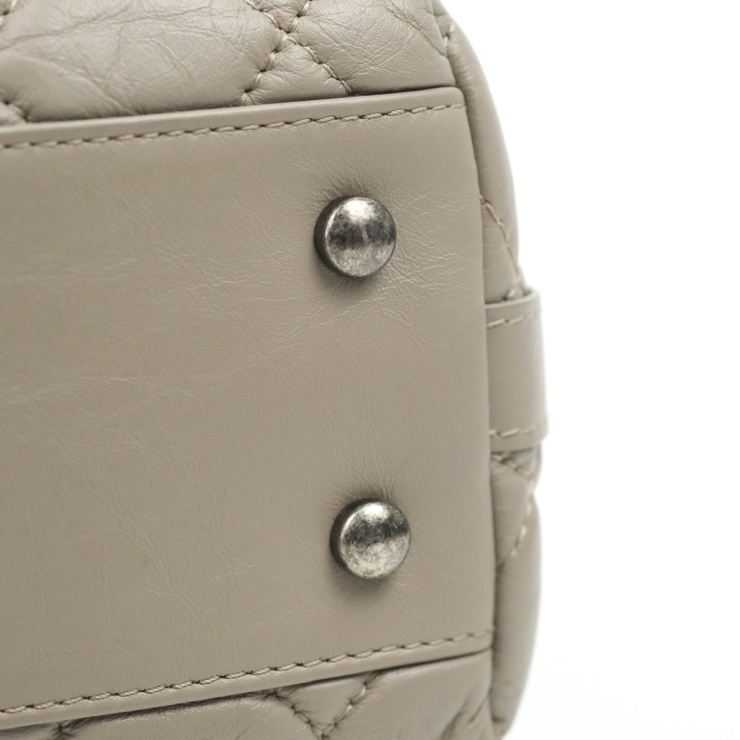 Chanel Quilted Small Coco Handle Bowling Bag Grey Aged Calfskin Ruthenium Hardware