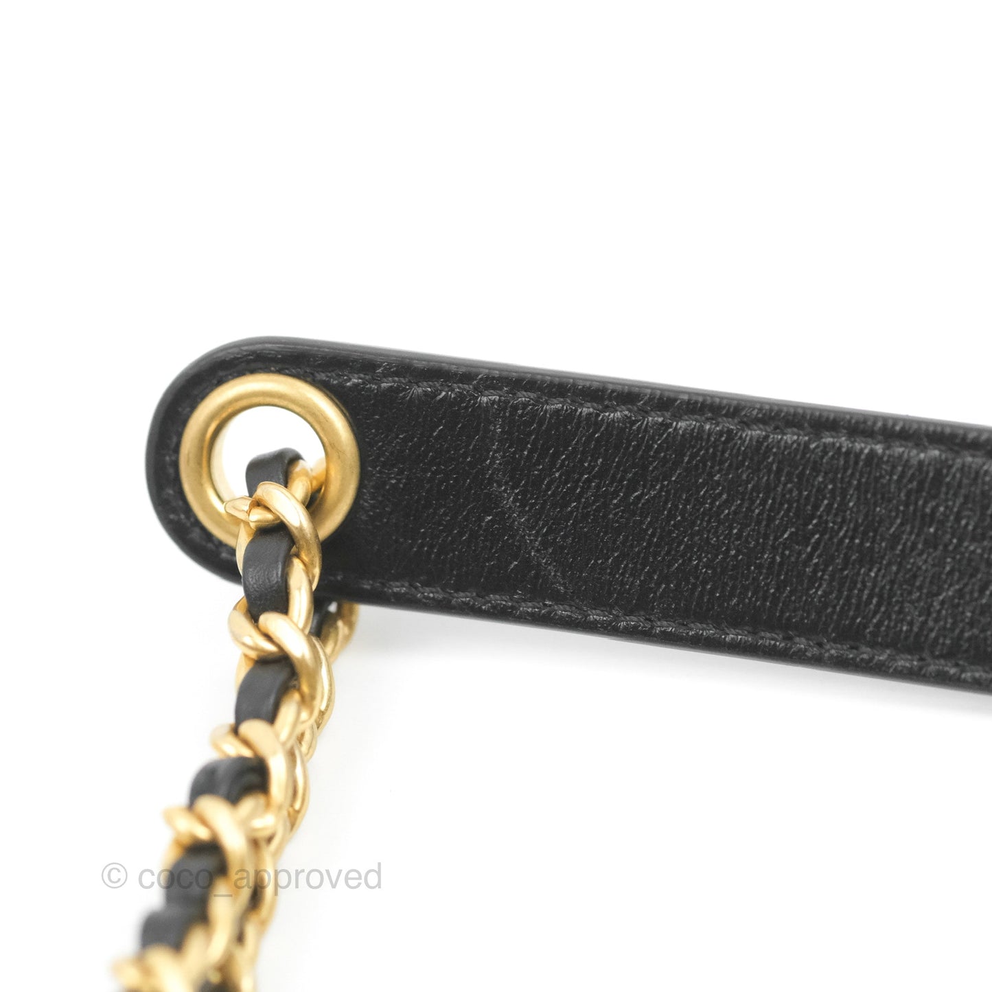 Chanel Flap Chain Bag Black Shiny Calfskin Aged Gold Hardware