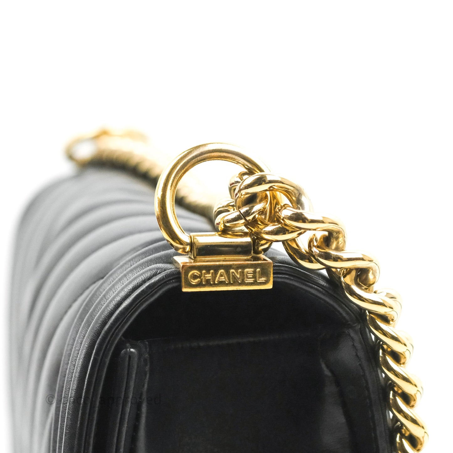 Chanel Chevron Medium Boy Black Calfskin Gold Hardware