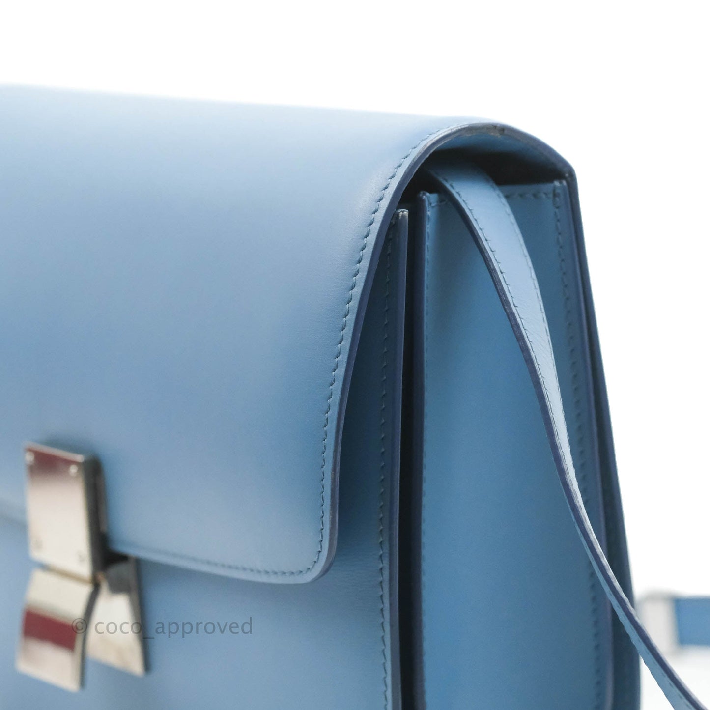 Celine Medium Classic Box Flap Blue Calfskin Silver Hardware
