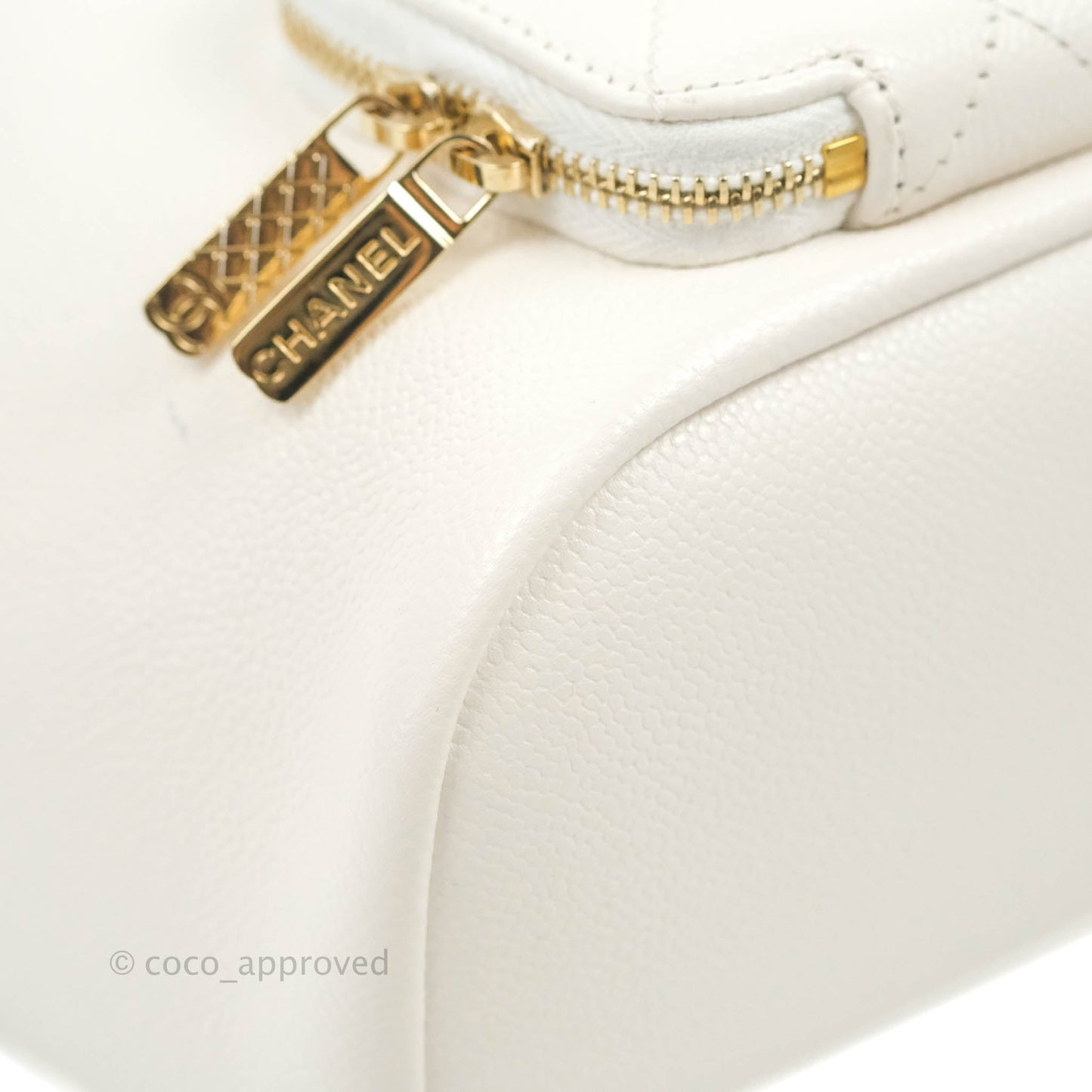Chanel Business Affinity Drawstring Bucket Bag White Caviar Gold Hardware