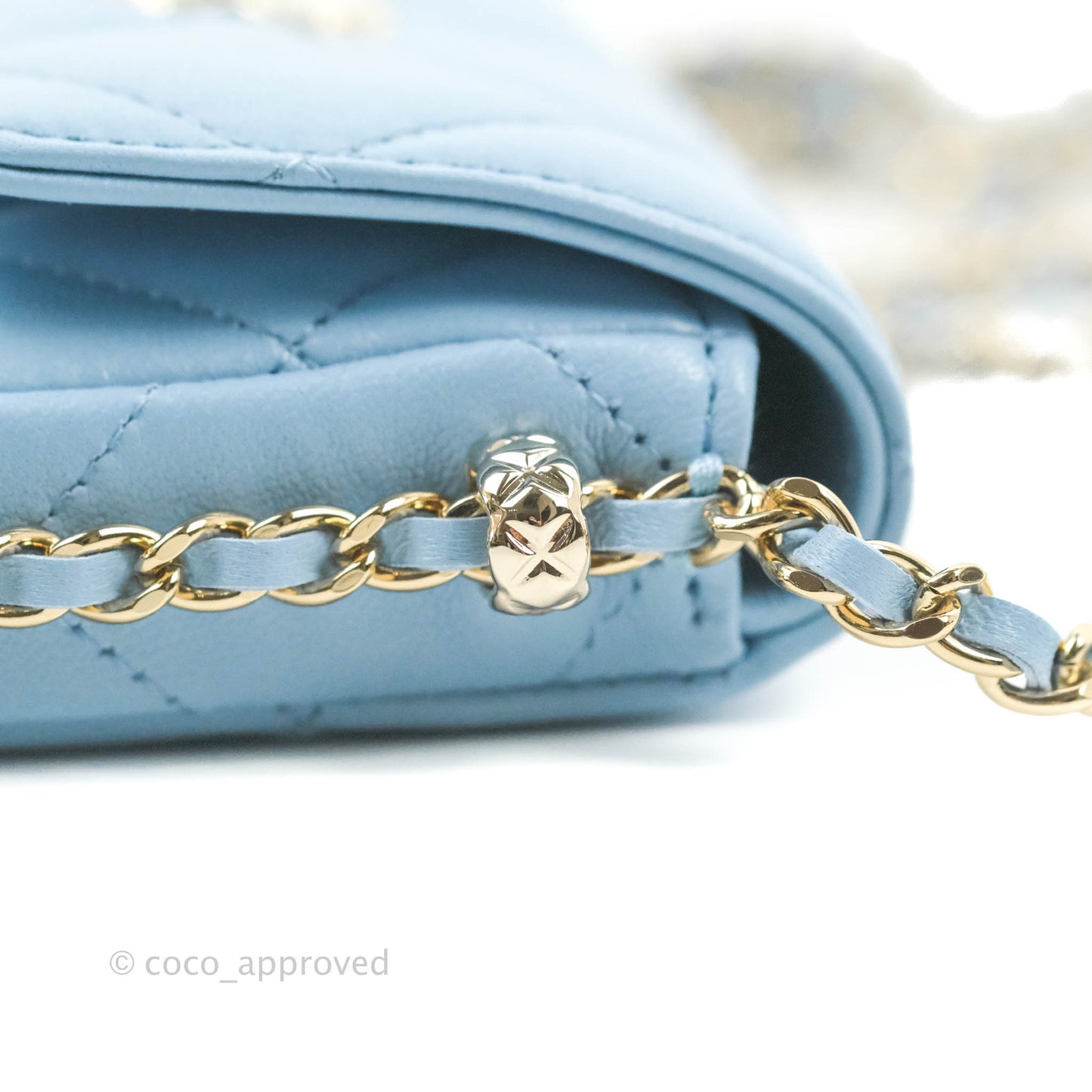 Chanel Mini Clutch With Chain Blue Lambskin Gold Hardware