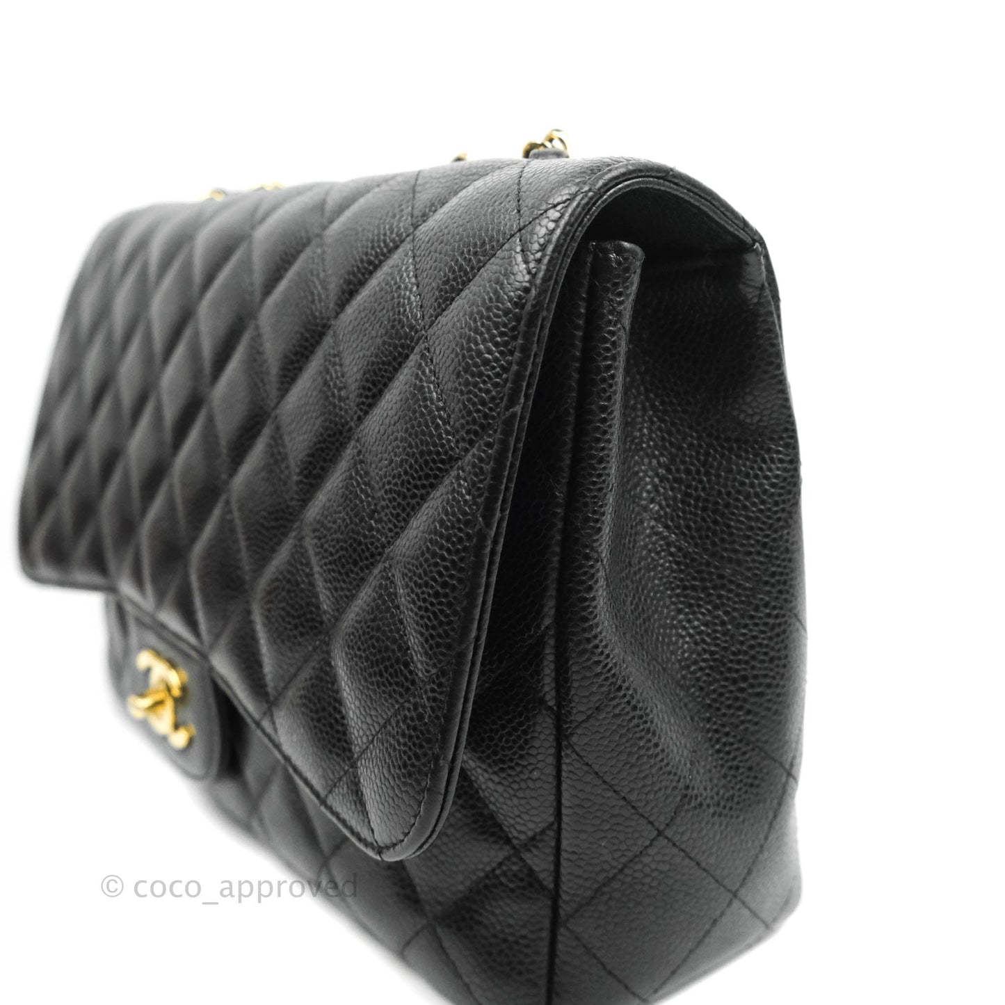 Chanel Jumbo Single Flap Black Caviar Gold Hardware