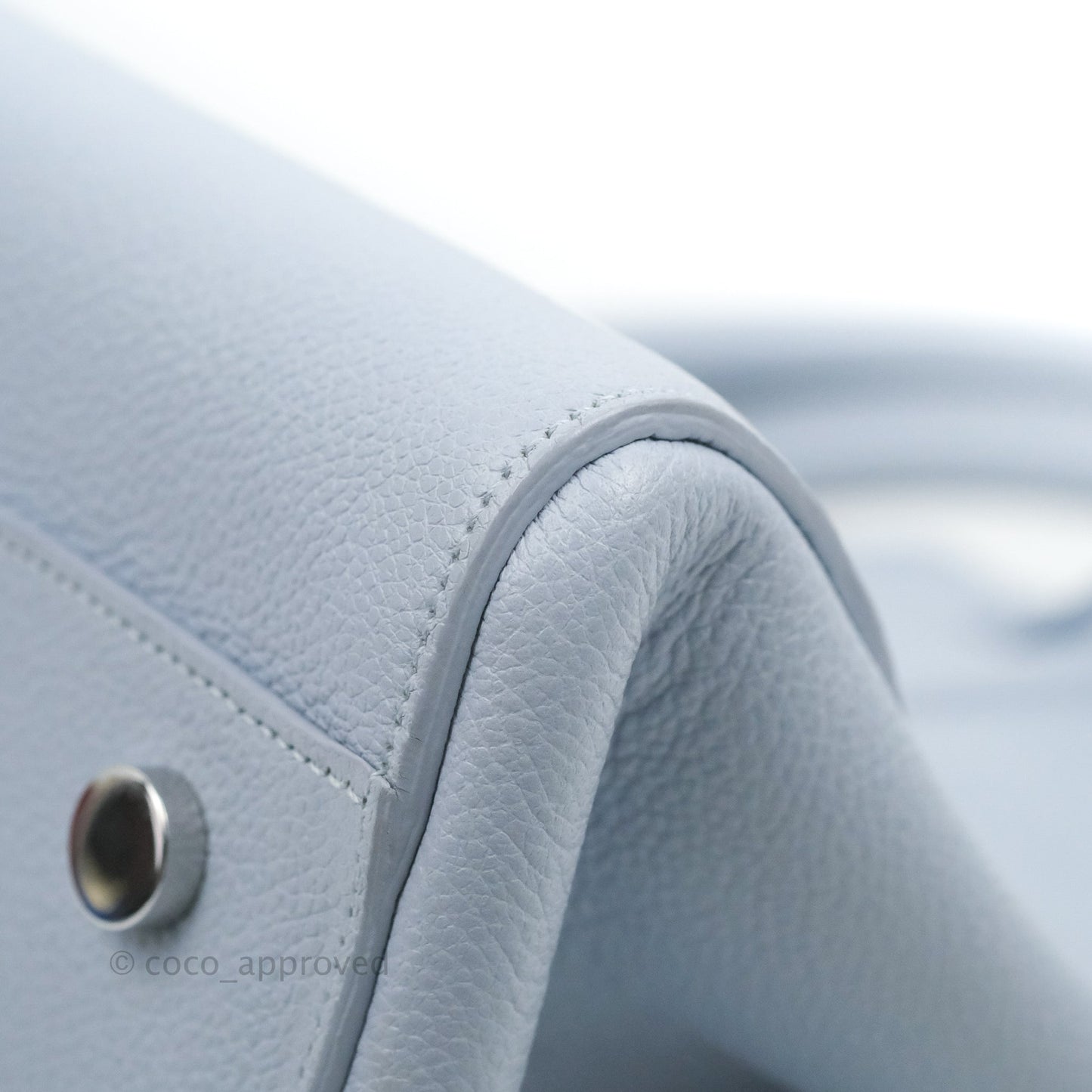 Saint Laurent Small Cabas Rive Gauche Bag Grained Calfskin Baby Blue Silver Hardware