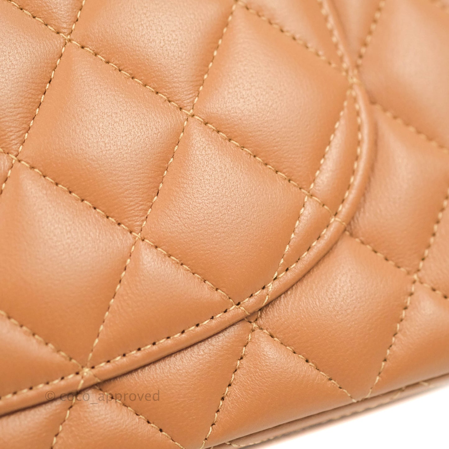 Chanel Classic Small S/M Flap Dark Beige Caramel Lambskin Gold Hardware 22S