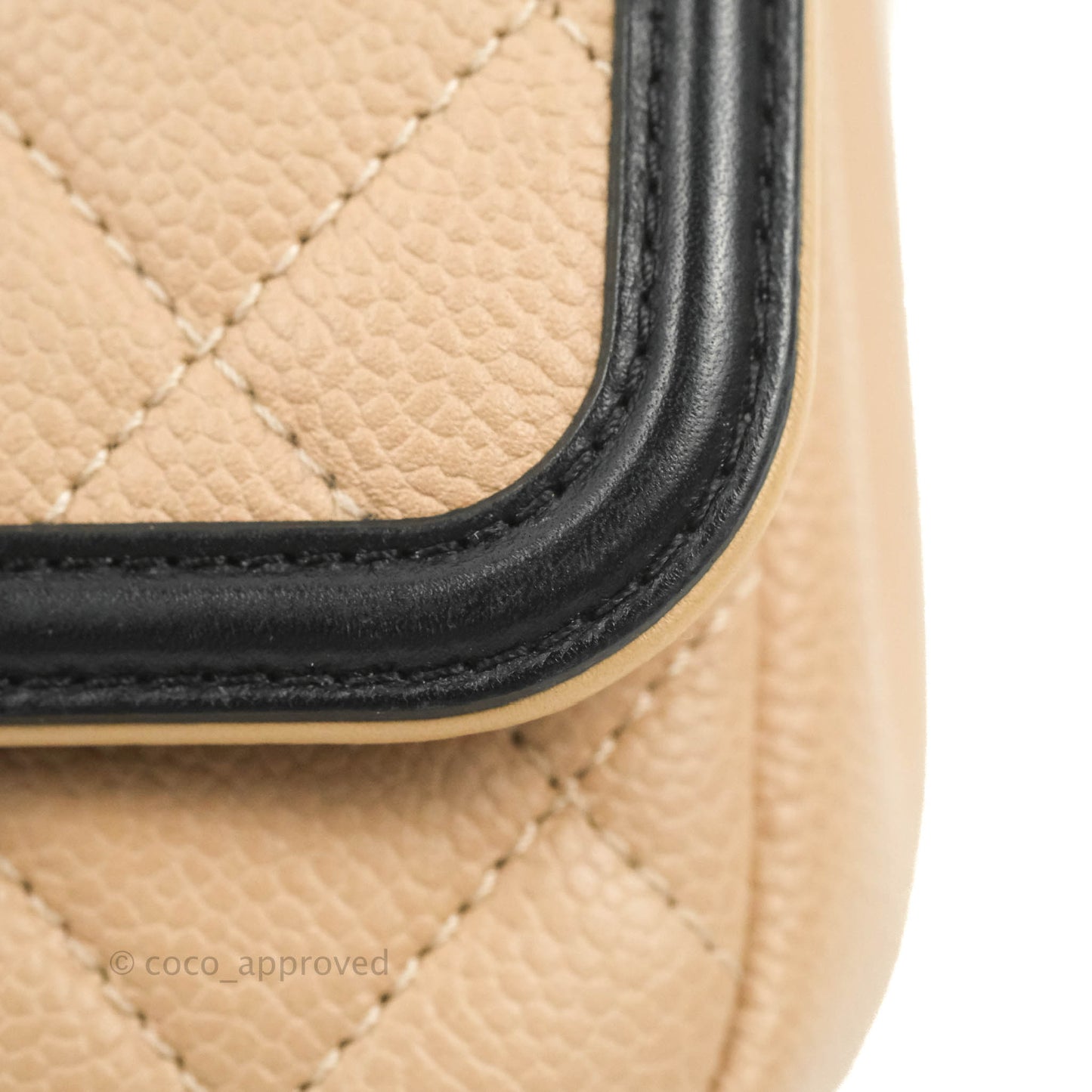 Chanel Quilted Medium CC Filigree Flap Beige Black Caviar