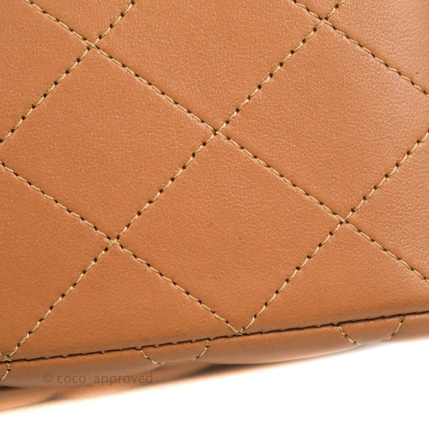 Chanel Small Classic Quilted Flap Dark Beige Caramel Lambskin Gold Hardware 21P