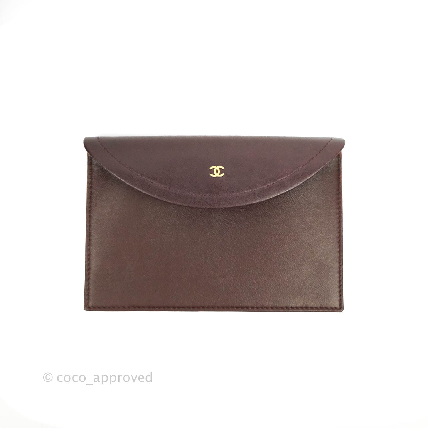 Chanel CC Signature Flap Bag Diagonal Burgundy Calfskin Aged Gold Hardware