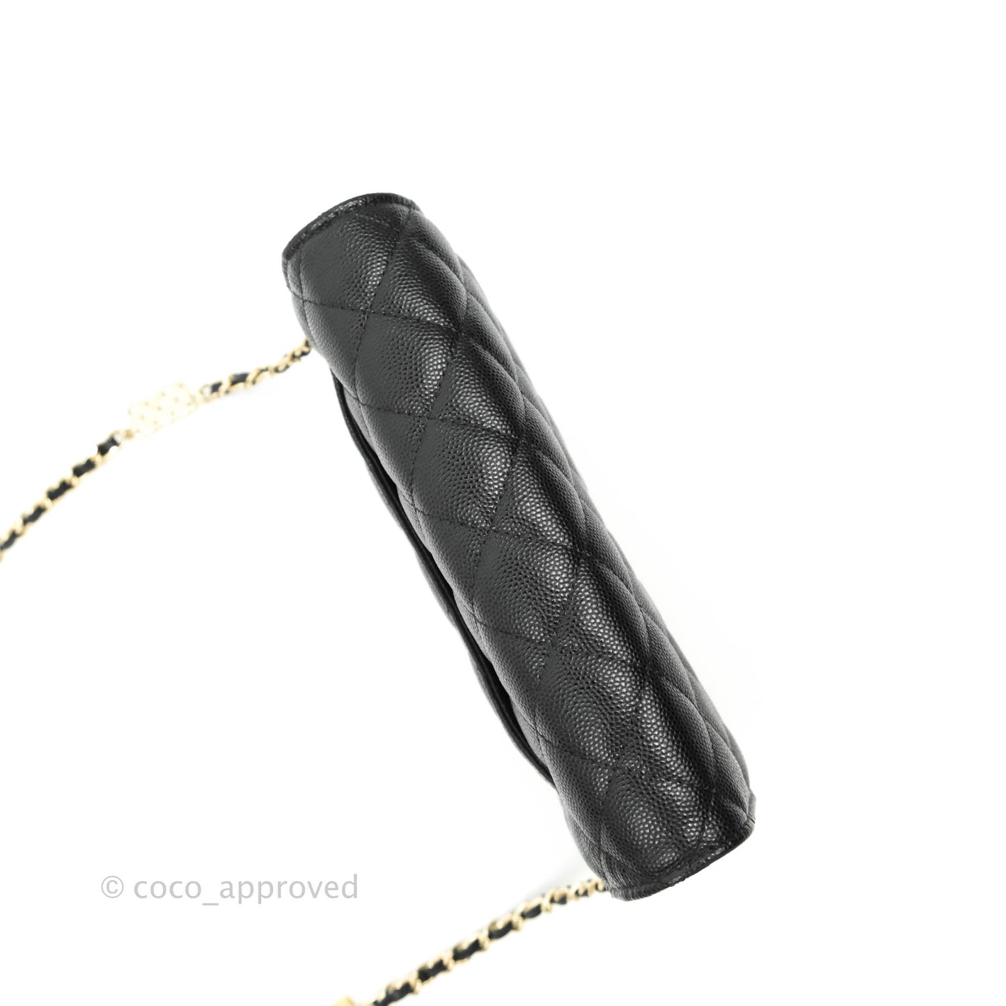 Chanel Quilted WOC Black Caviar Gold Hardware With Charms