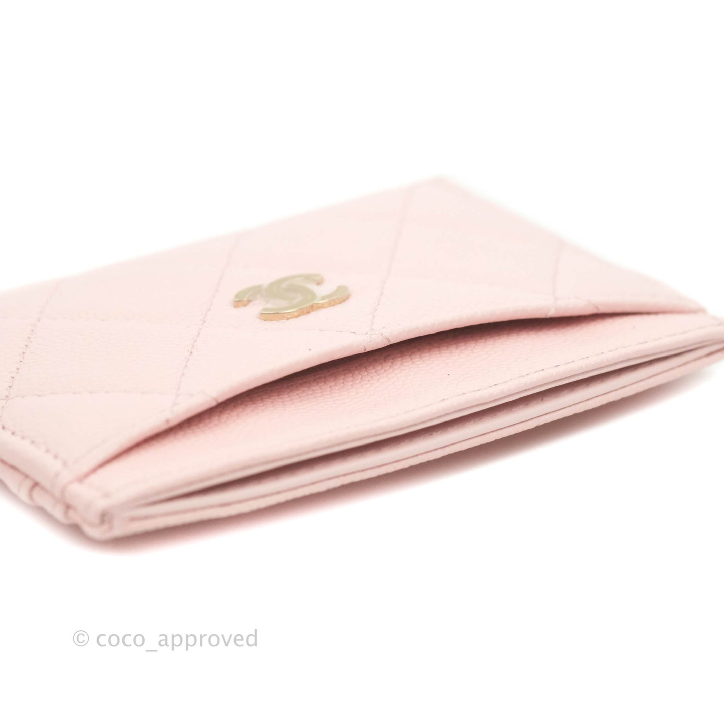 Chanel Classic Flat Card Holder Light Pink Caviar Gold Hardware